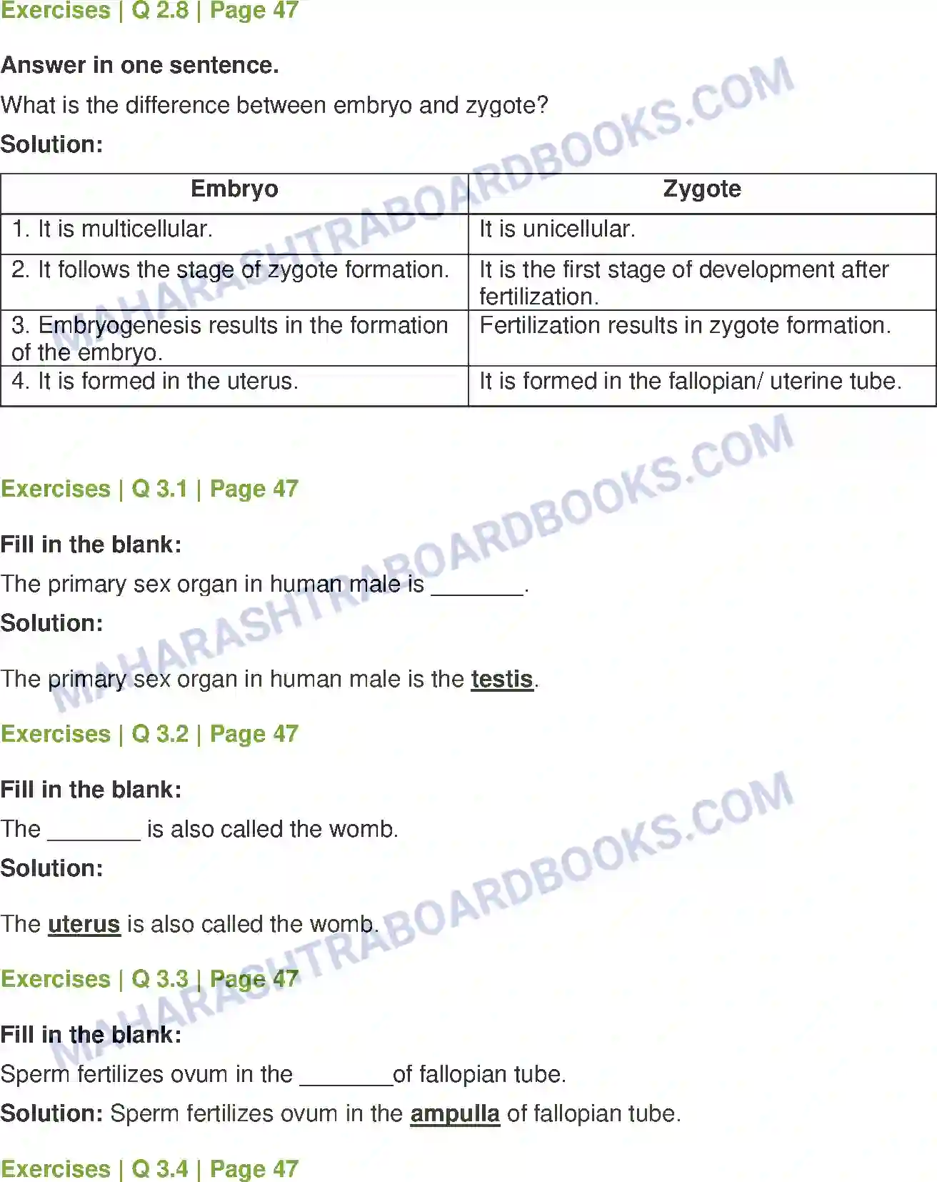 Maharashtra Board Solution Class-12 Biology Reproduction in Lower and Higher Animals Image 6