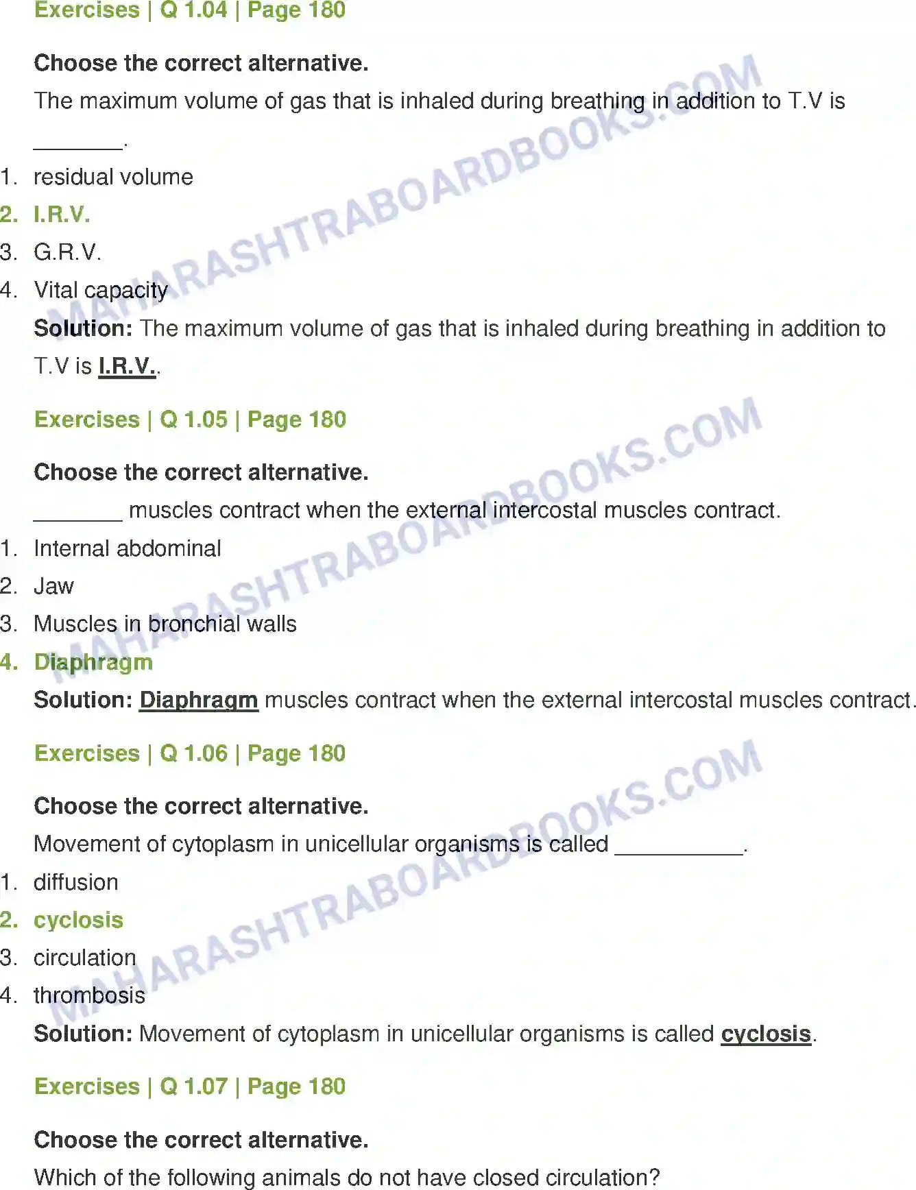 Maharashtra Board Solution class-12 Biology Respiration and Circulation Image 2