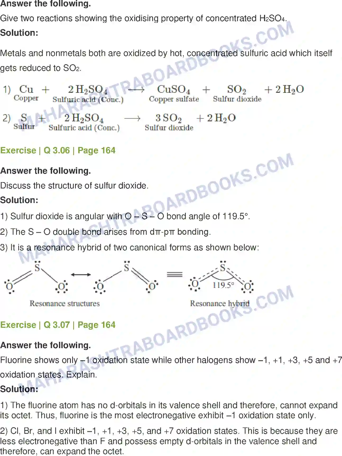 Maharashtra Board Solution class-12 Chemistry Elements of Groups 16, 17 and 18 Image 12