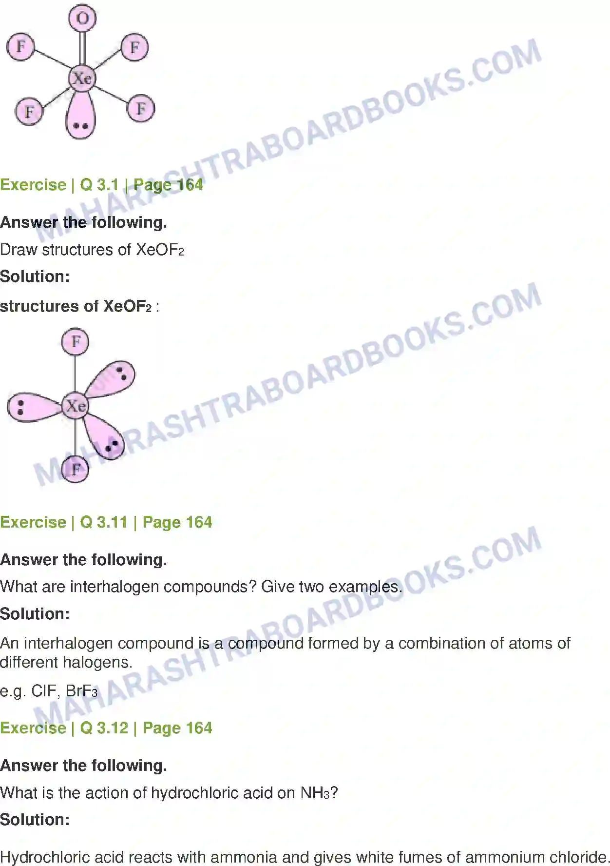 Maharashtra Board Solution class-12 Chemistry Elements of Groups 16, 17 and 18 Image 15