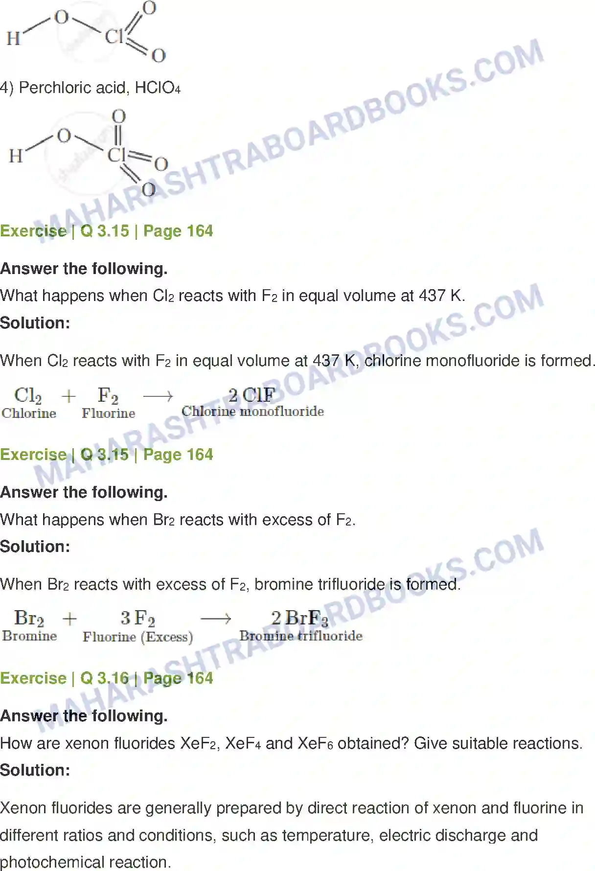Maharashtra Board Solution class-12 Chemistry Elements of Groups 16, 17 and 18 Image 17