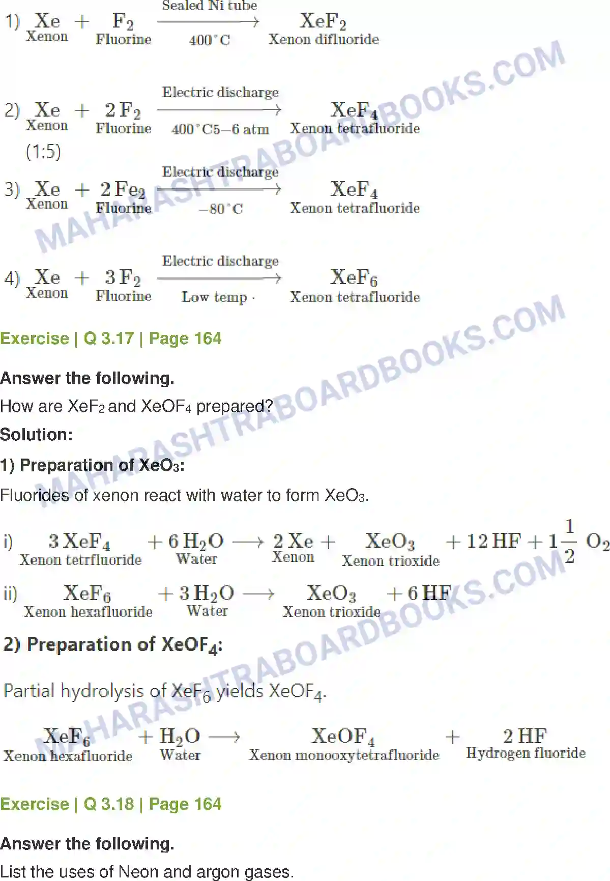 Maharashtra Board Solution class-12 Chemistry Elements of Groups 16, 17 and 18 Image 18