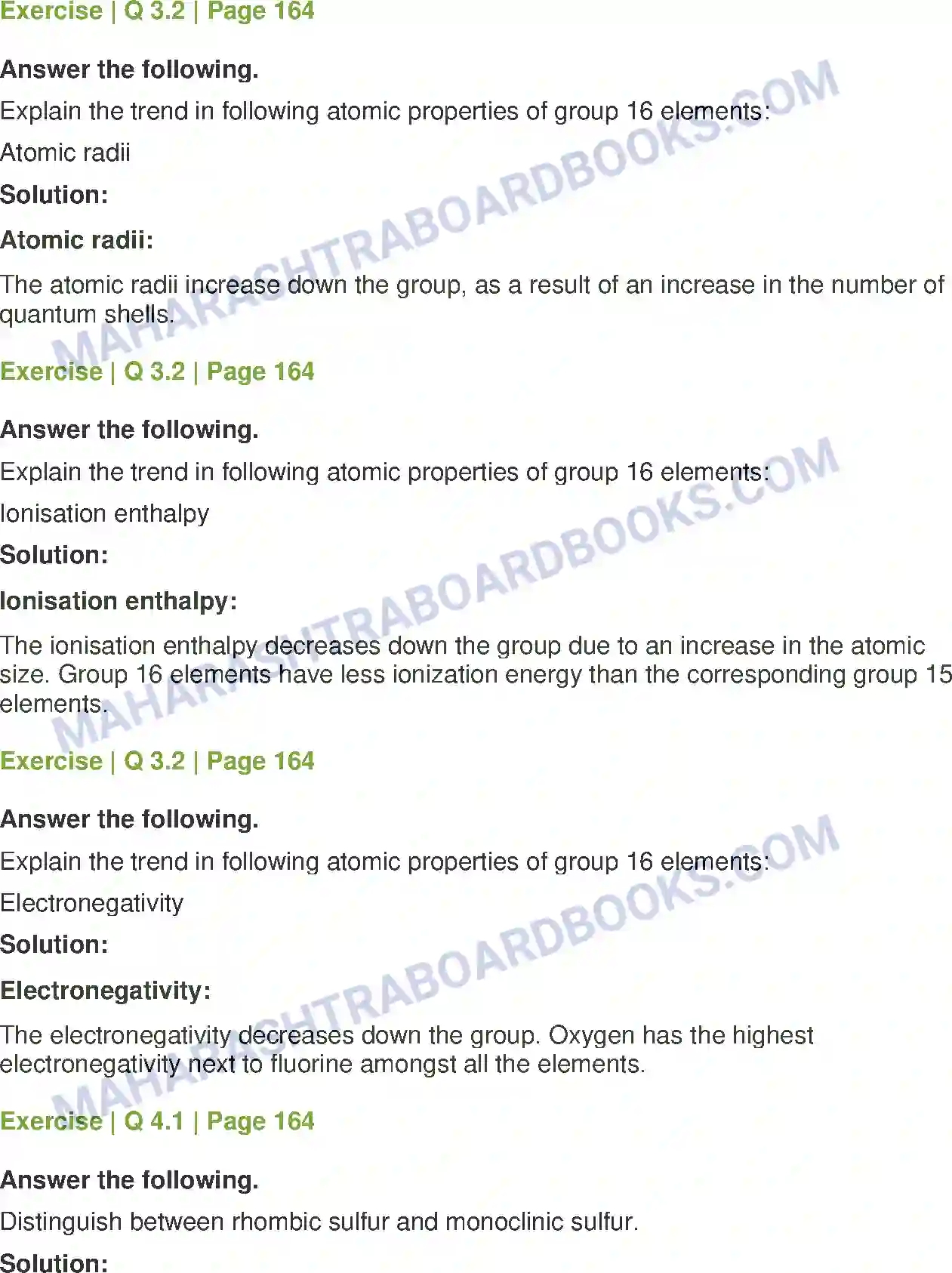 Maharashtra Board Solution class-12 Chemistry Elements of Groups 16, 17 and 18 Image 20