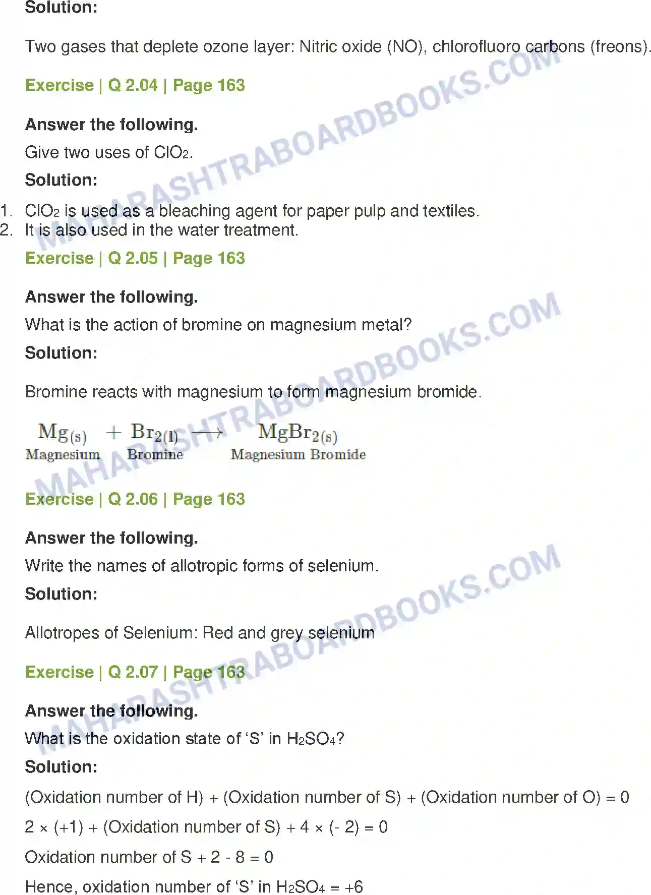 Maharashtra Board Solution class-12 Chemistry Elements of Groups 16, 17 and 18 Image 6