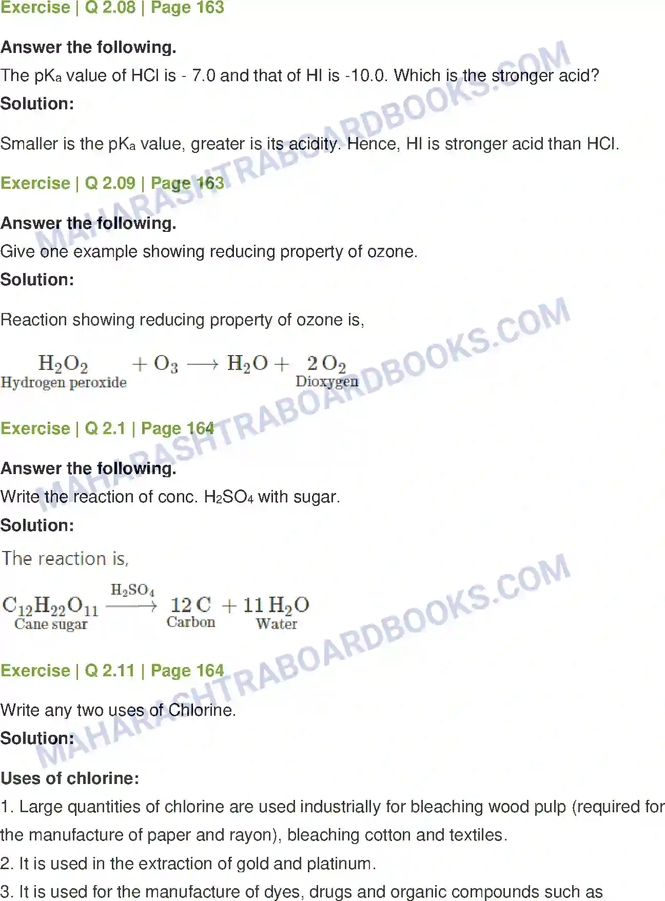Maharashtra Board Solution class-12 Chemistry Elements of Groups 16, 17 and 18 Image 7