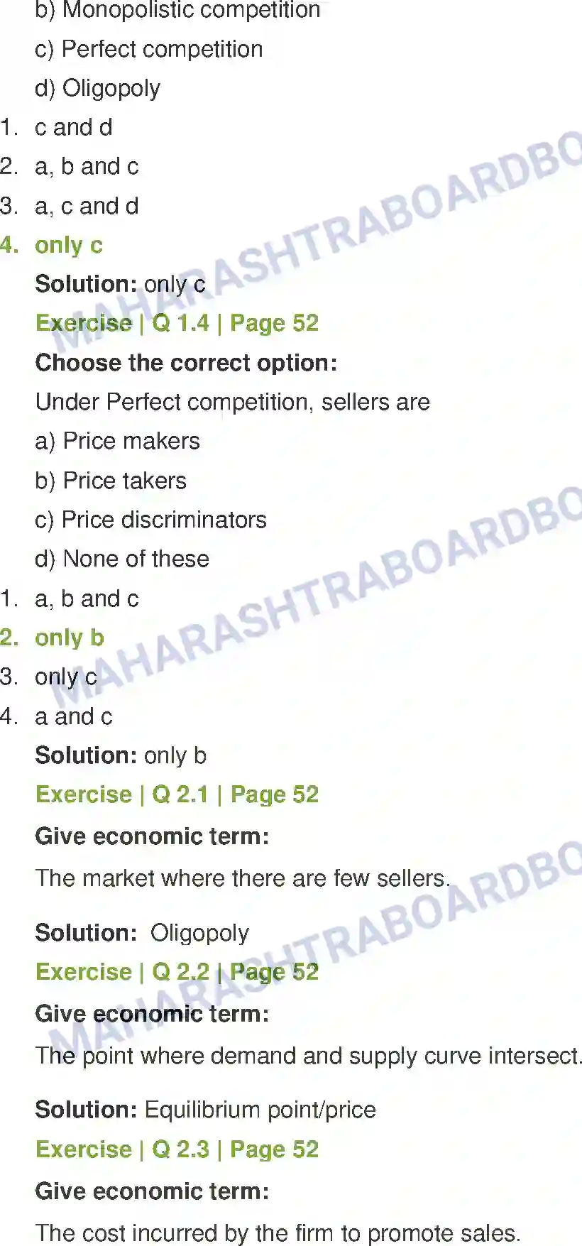 Maharashtra Board Solution Class-12 Economics Forms of Market Image 2