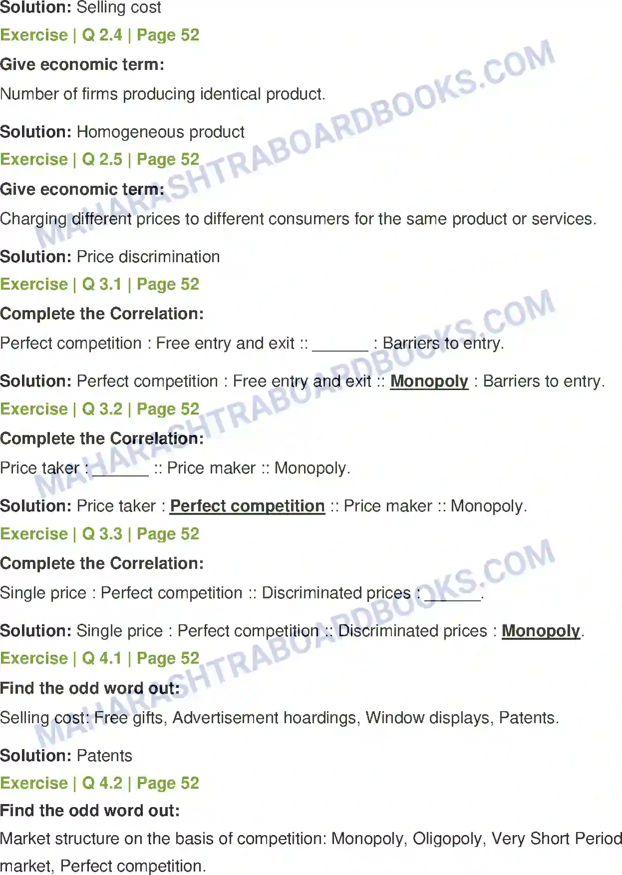 Maharashtra Board Solution Class-12 Economics Forms of Market Image 3