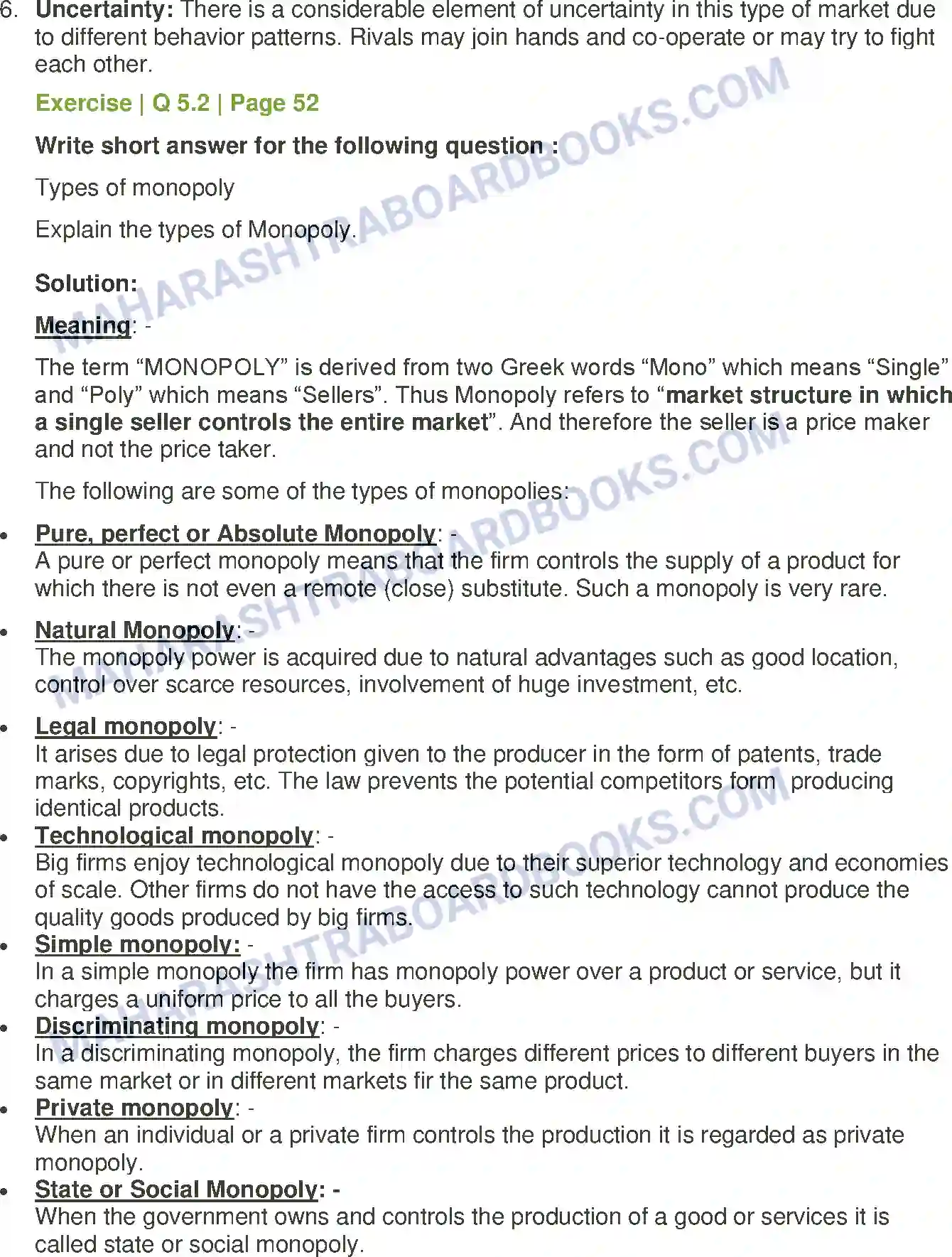 Maharashtra Board Solution Class-12 Economics Forms of Market Image 5