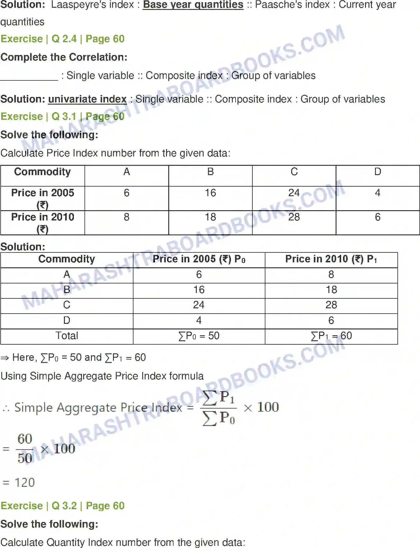 Maharashtra Board Solution Class-12 Economics Index Numbers Image 4