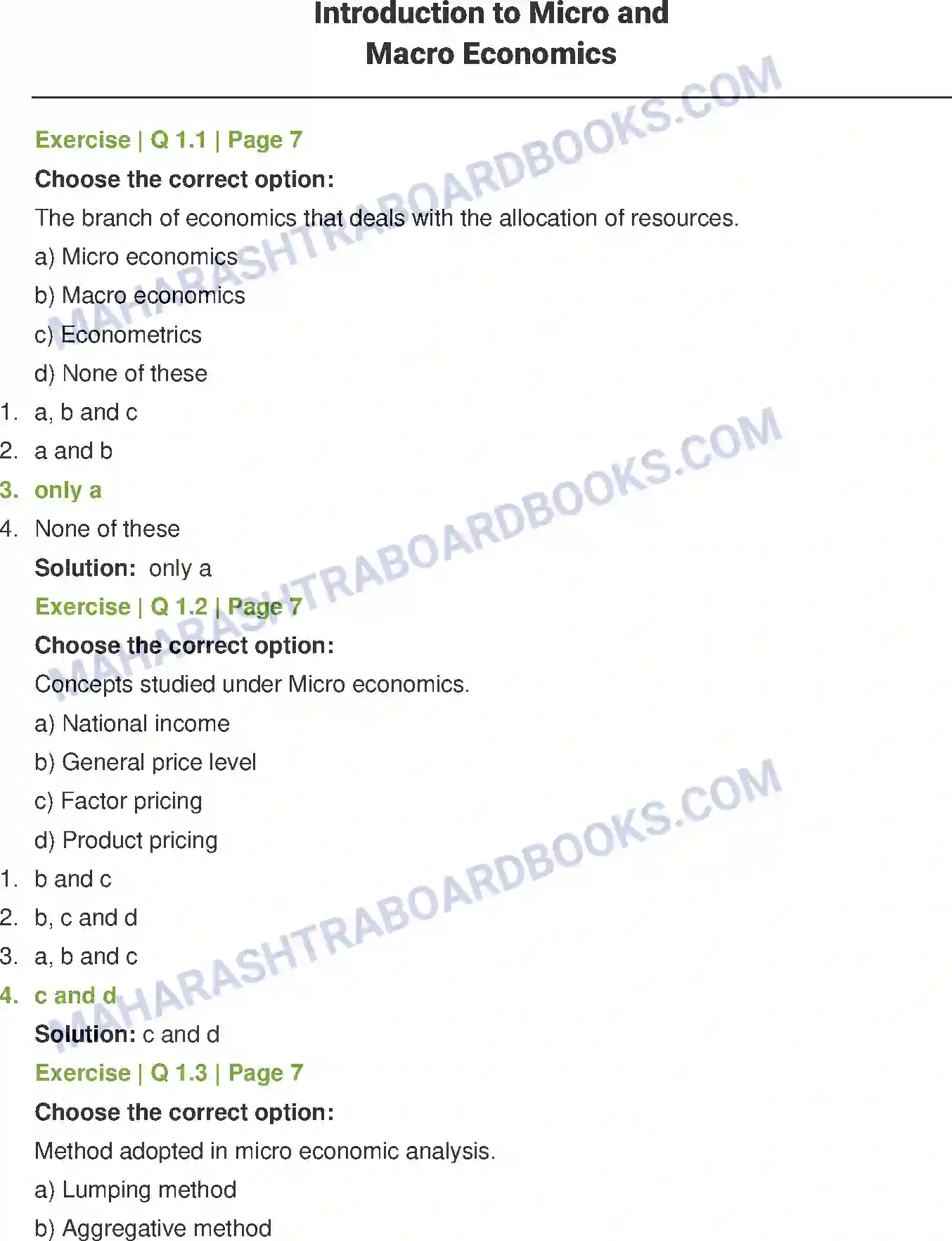 Maharashtra Board Solution Class-12 Economics Introduction to Micro and Macro Economics Image 1