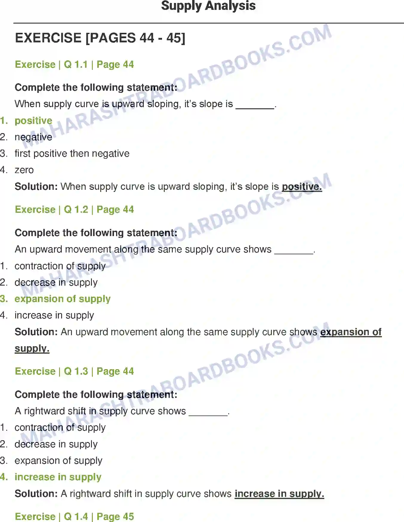 Maharashtra Board Solution Class-12 Economics Supply Analysis Image 1