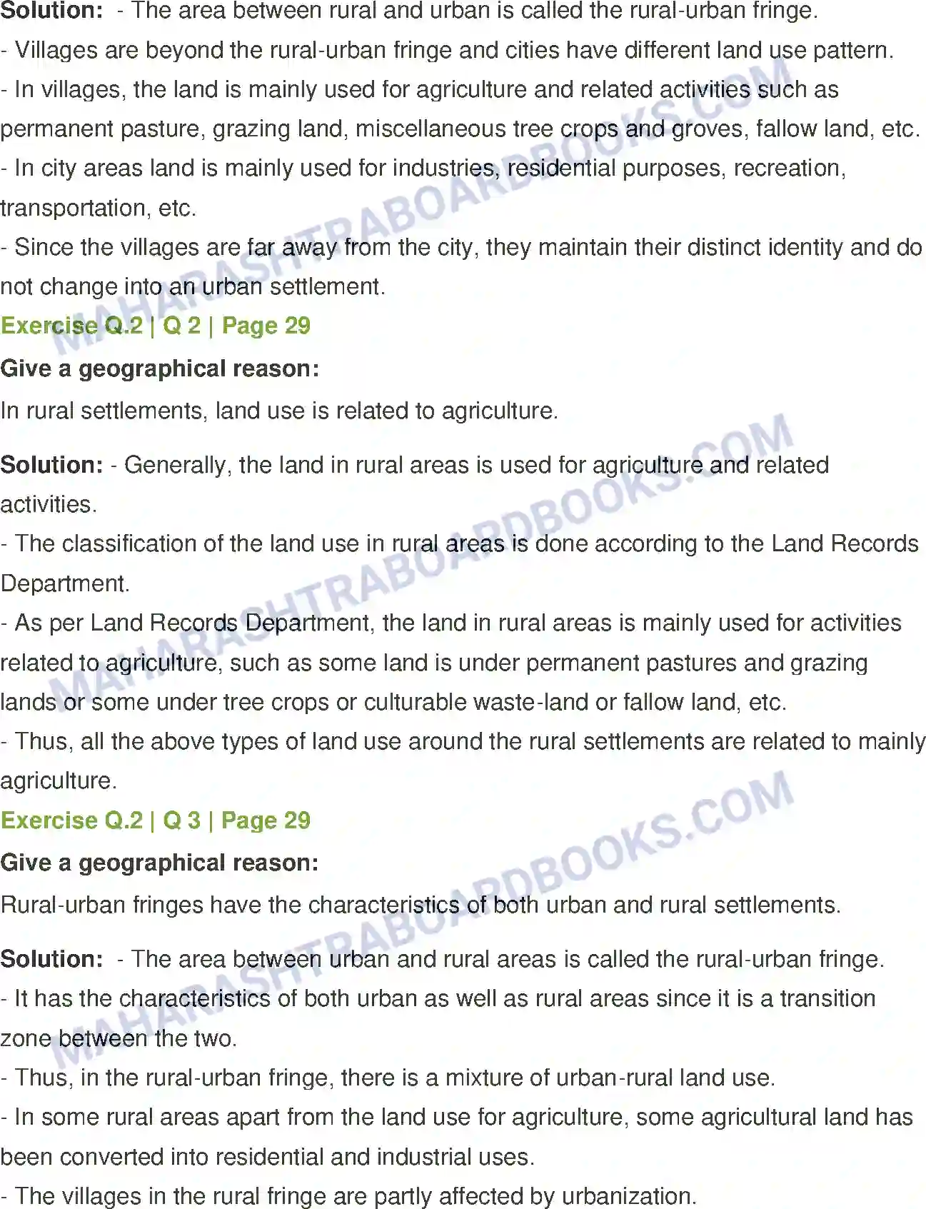 Maharashtra Board Solution class-12 Geography Human Settlements and Land Use Image 2