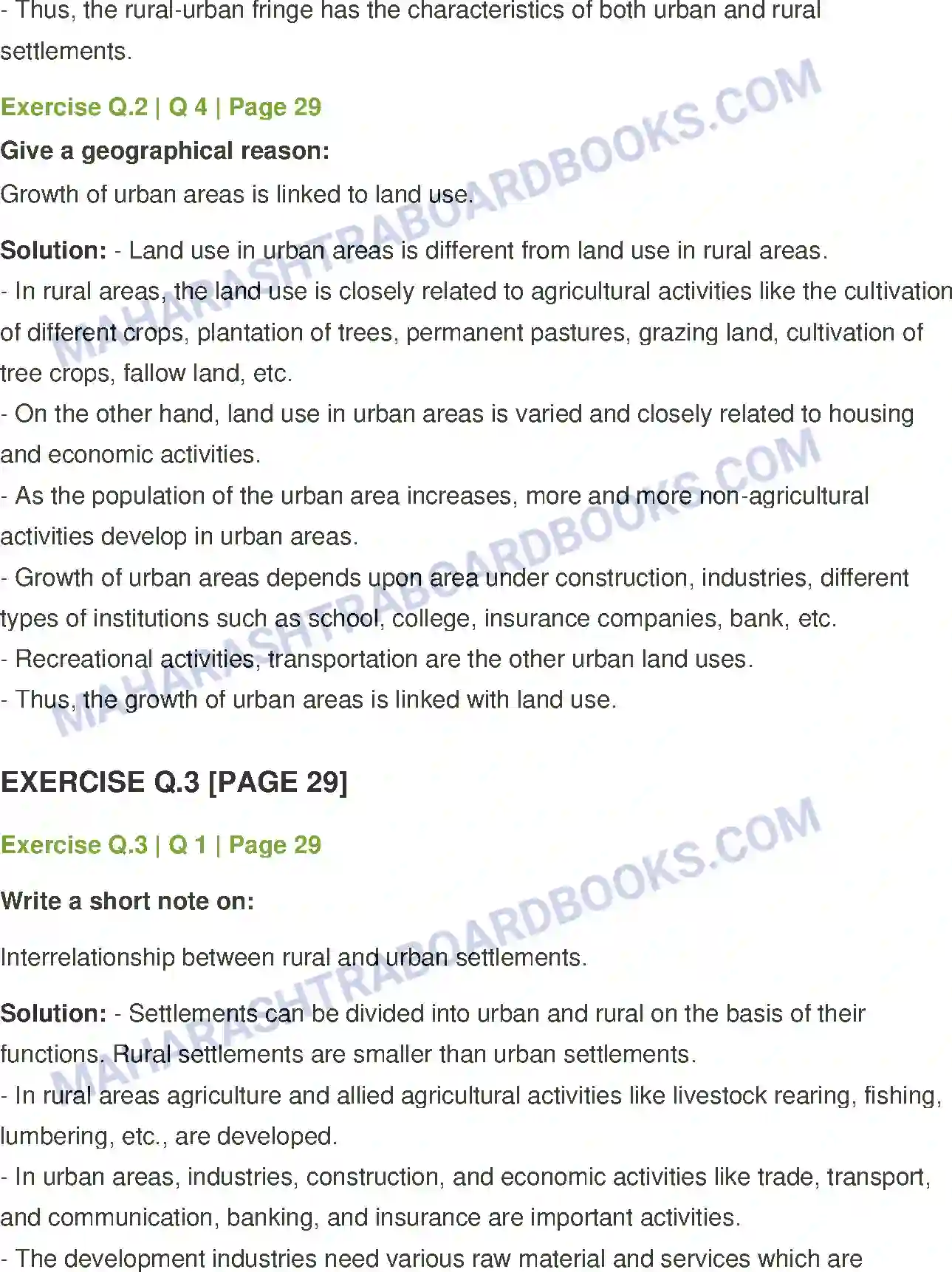 Maharashtra Board Solution class-12 Geography Human Settlements and Land Use Image 3