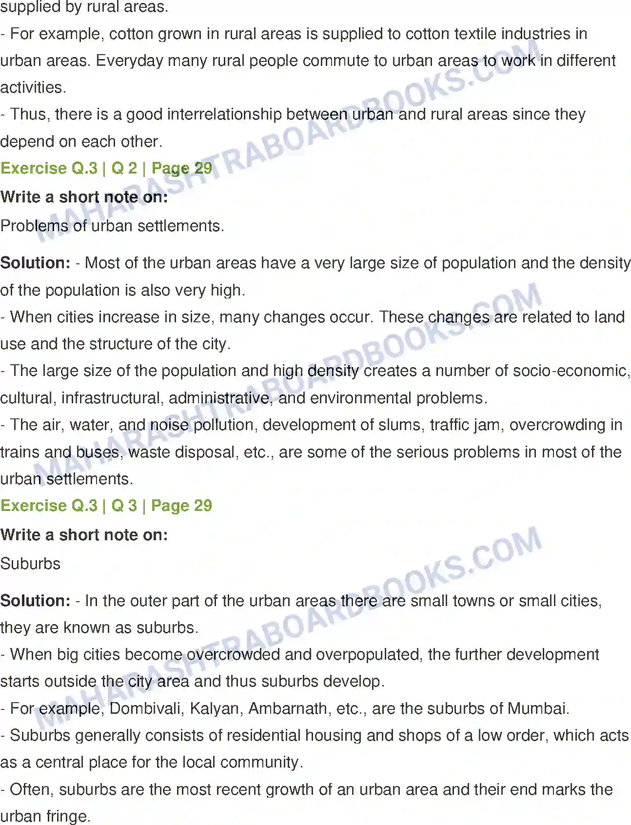 Maharashtra Board Solution class-12 Geography Human Settlements and Land Use Image 4