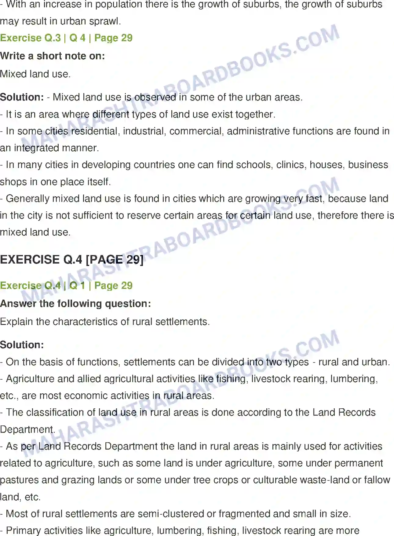 Maharashtra Board Solution class-12 Geography Human Settlements and Land Use Image 5