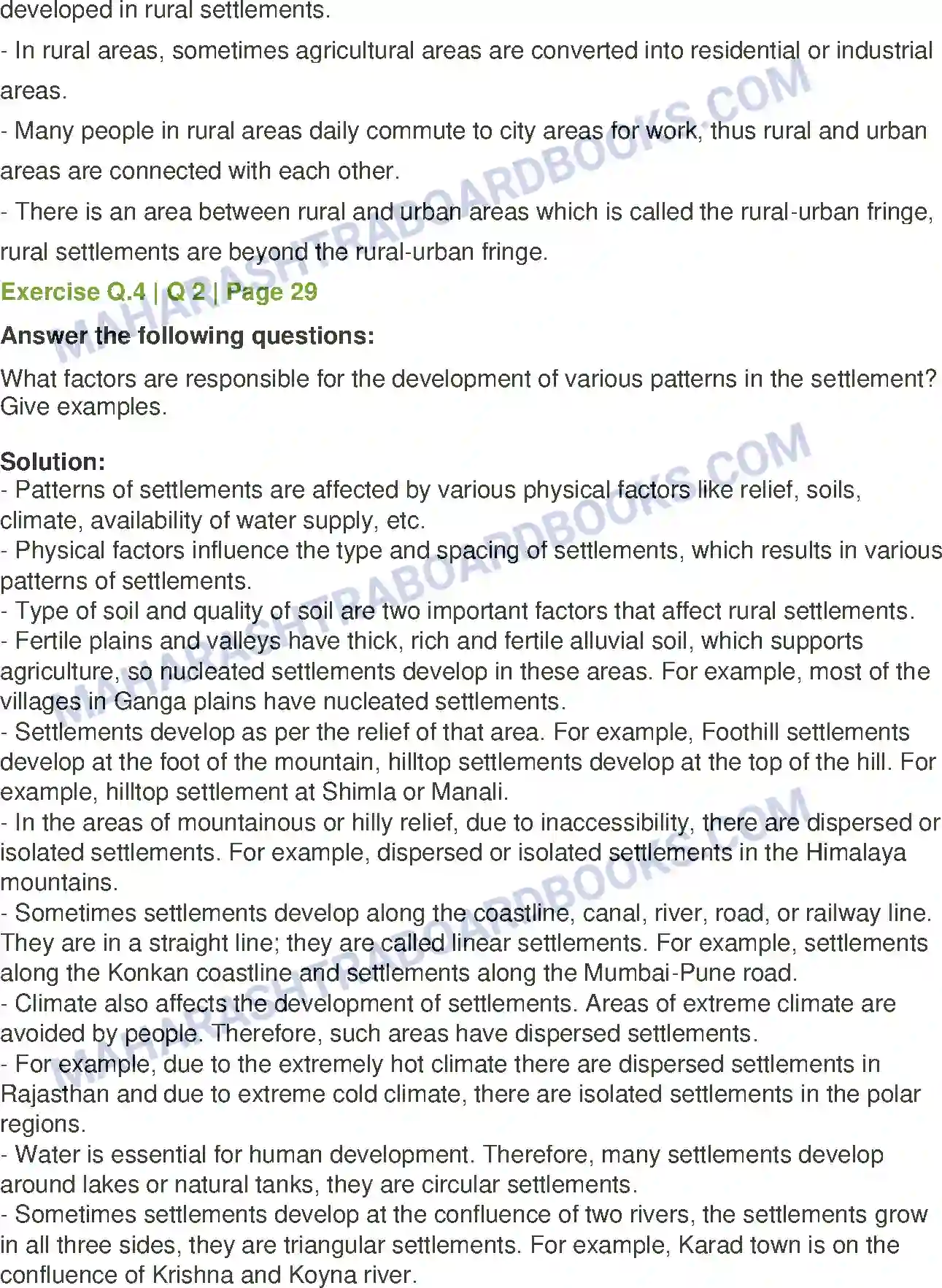 Maharashtra Board Solution class-12 Geography Human Settlements and Land Use Image 6