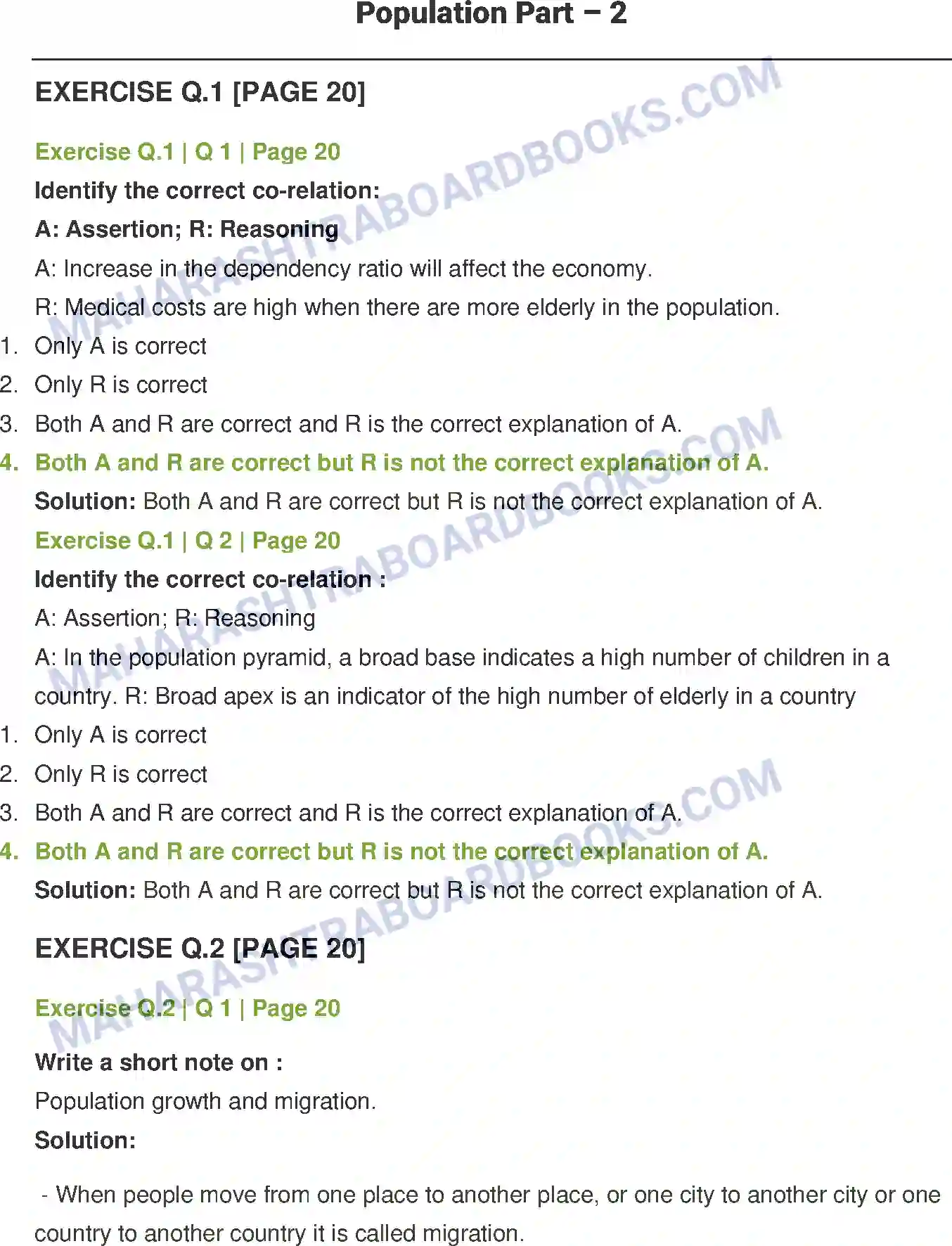 Maharashtra Board Solution class-12 Geography Population Part - 2 Image 1