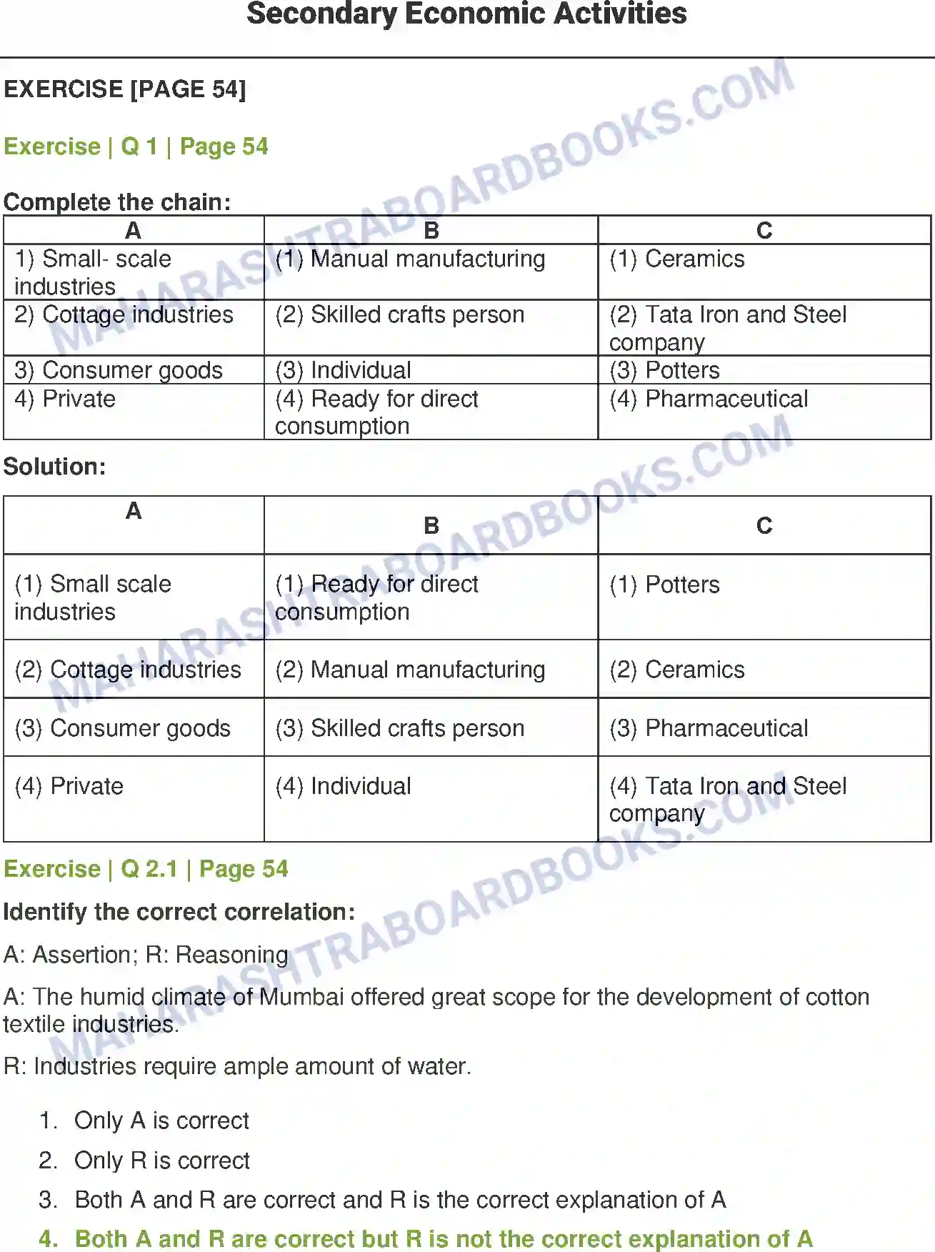 Maharashtra Board Solution class-12 Geography Secondary Economic Activities Image 1