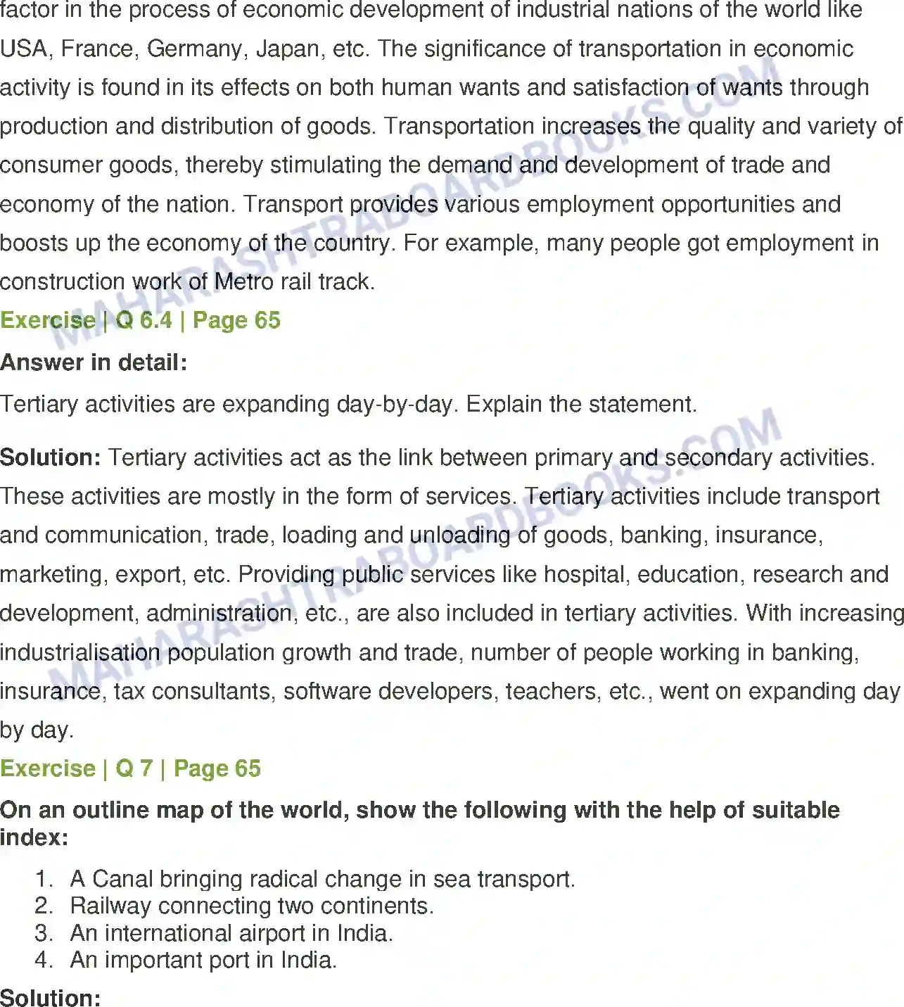 Maharashtra Board Solution Class-12 Geography Tertiary Economic Activities Image 8
