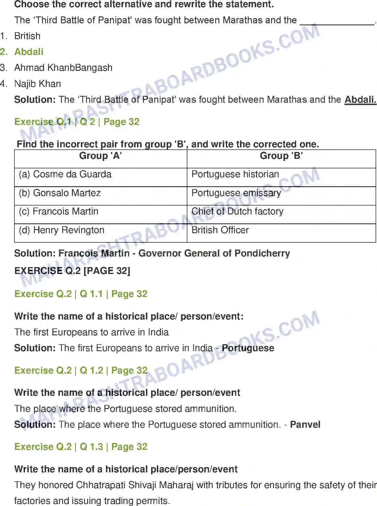 Maharashtra Board Solution Class-12 History Colonialism and the Marathas Image 2