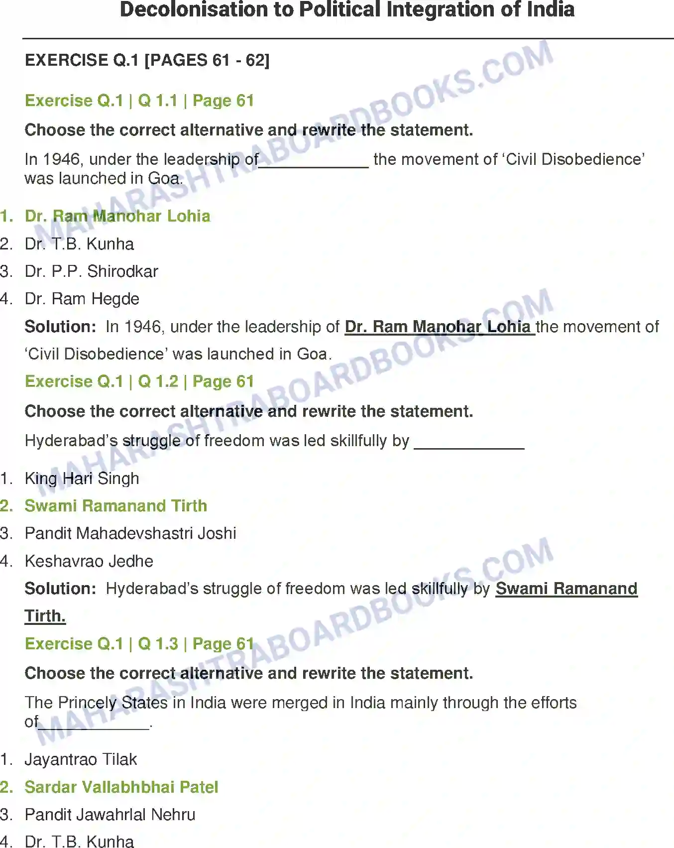 Maharashtra Board Solution Class-12 History Decolonisation to Political Integration of India Image 1