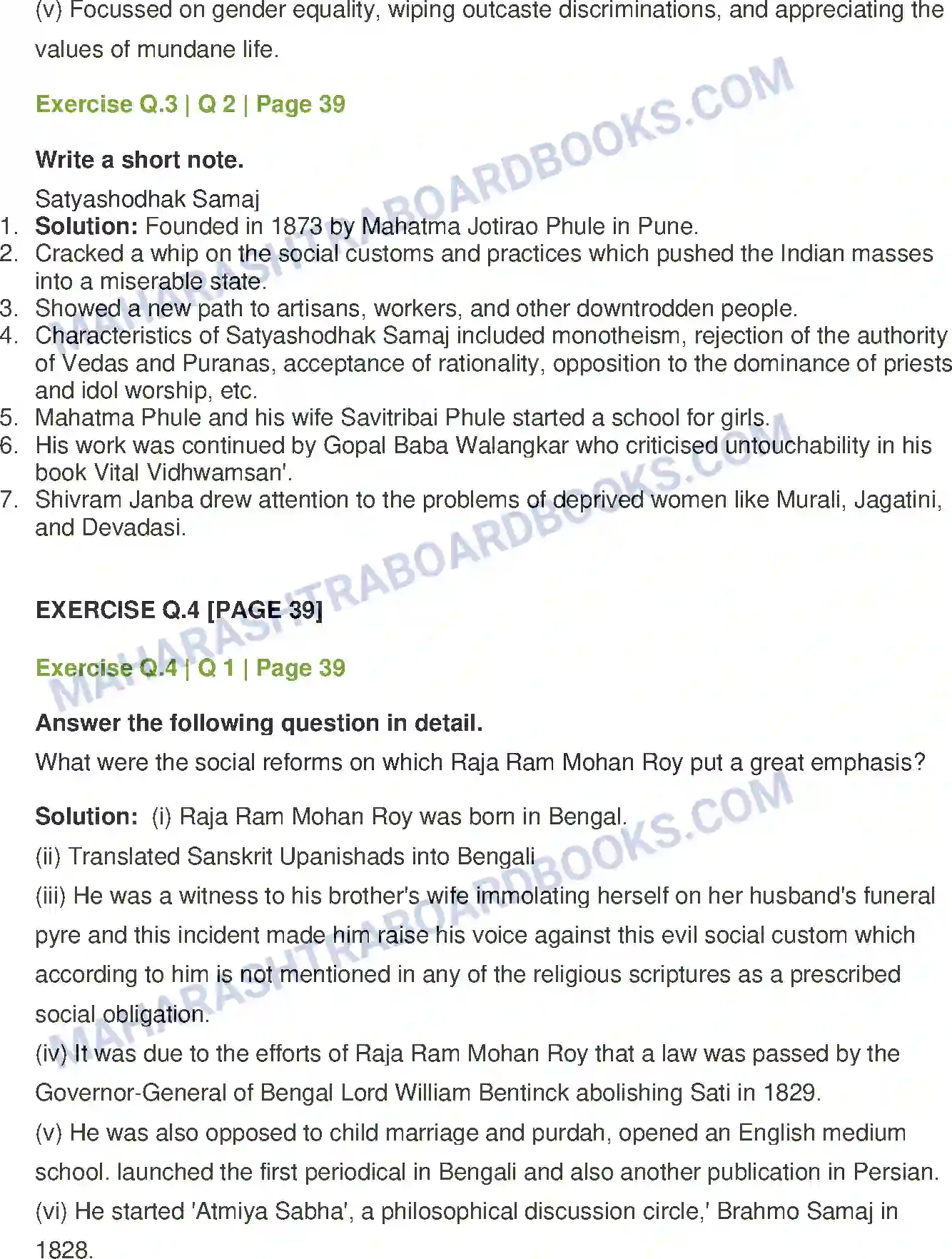 Maharashtra Board Solution Class-12 History India Social and Religious Reforms Image 3