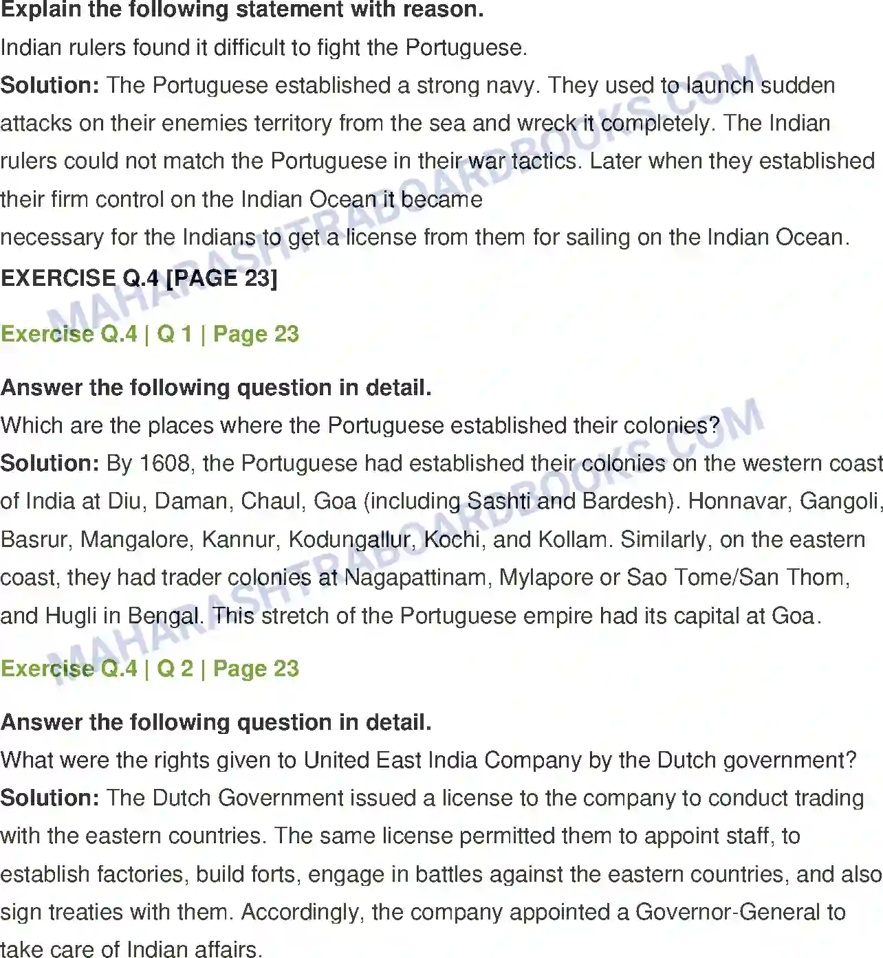 Maharashtra Board Solution Class-12 History India and European Colonialism Image 3