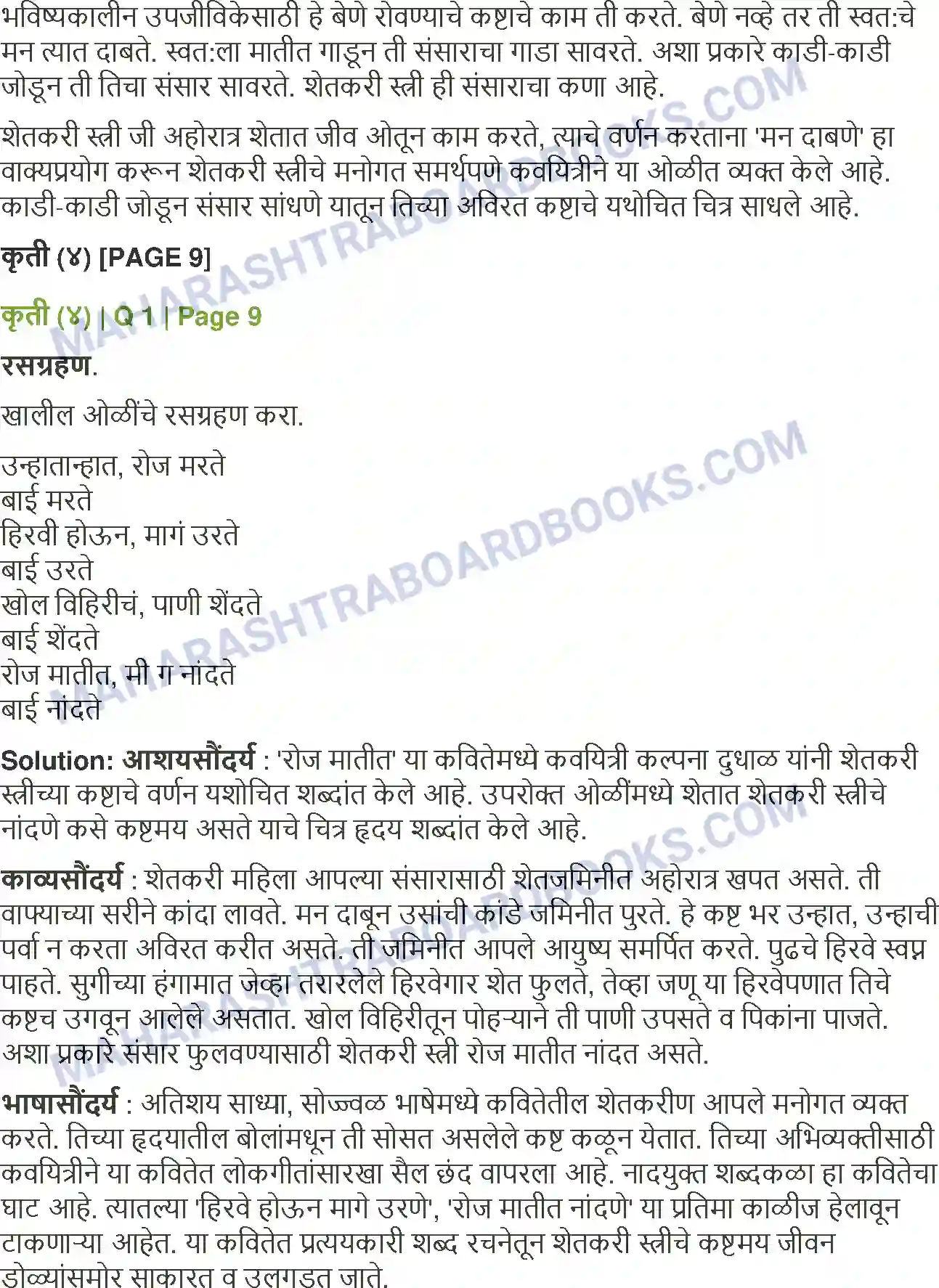 Maharashtra Board Solution Class-12 Marathi 0रोज मातीत Image 3