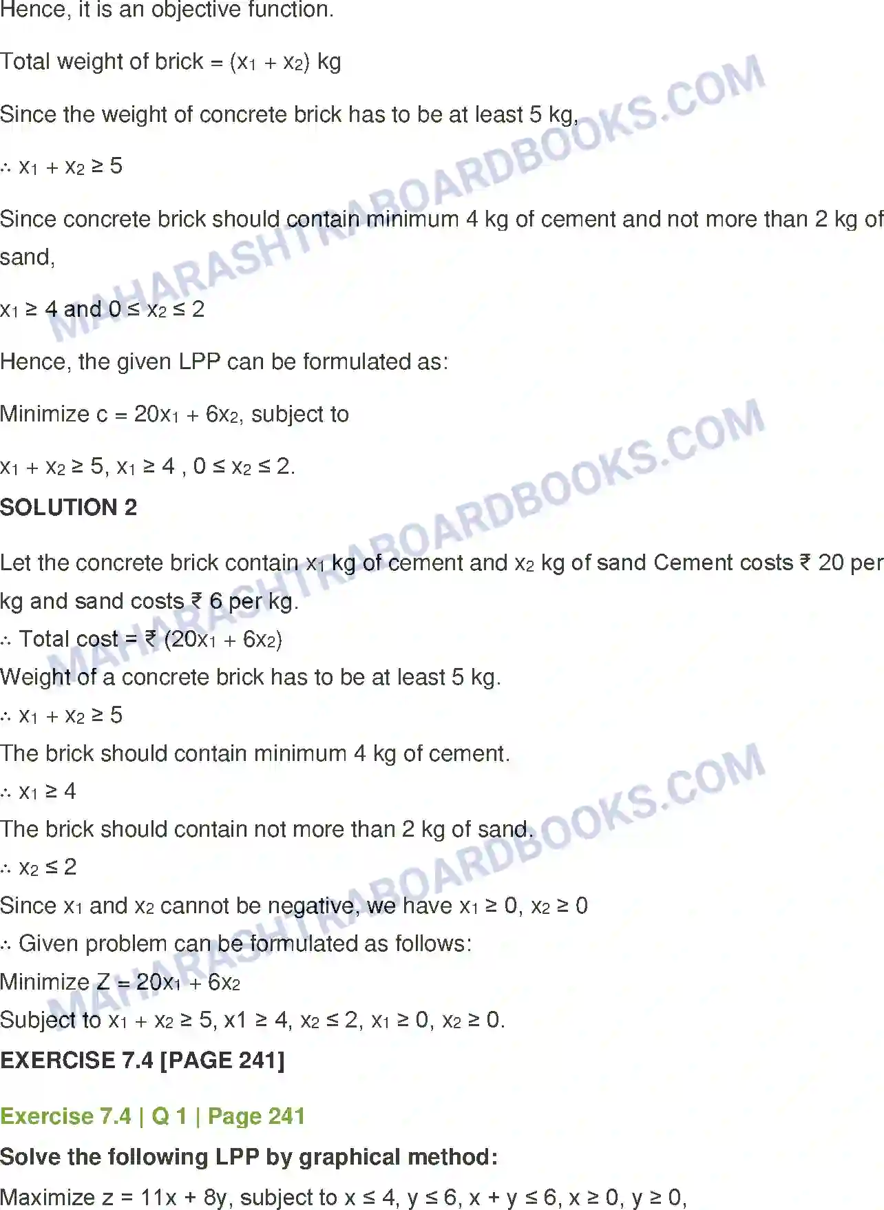 Maharashtra Board Solution Class-12 Mathematics+&+Statistics-1+(Arts+&+Science) Linear Programming Image 32