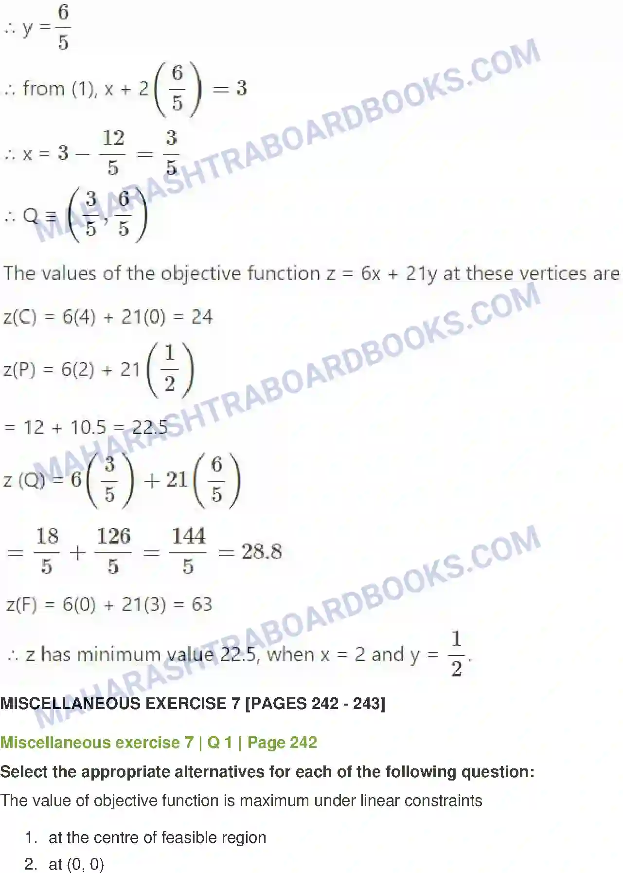 Maharashtra Board Solution Class-12 Mathematics+&+Statistics-1+(Arts+&+Science) Linear Programming Image 45