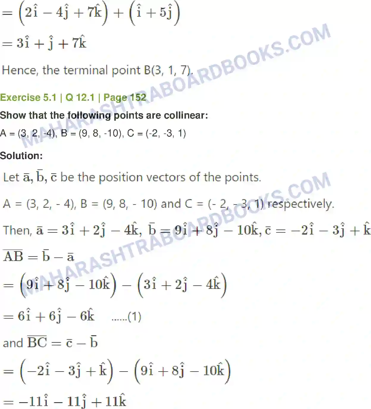 Maharashtra Board Solution Class-12 Mathematics+&+Statistics-1+(Arts+&+Science) Vectors Image 10