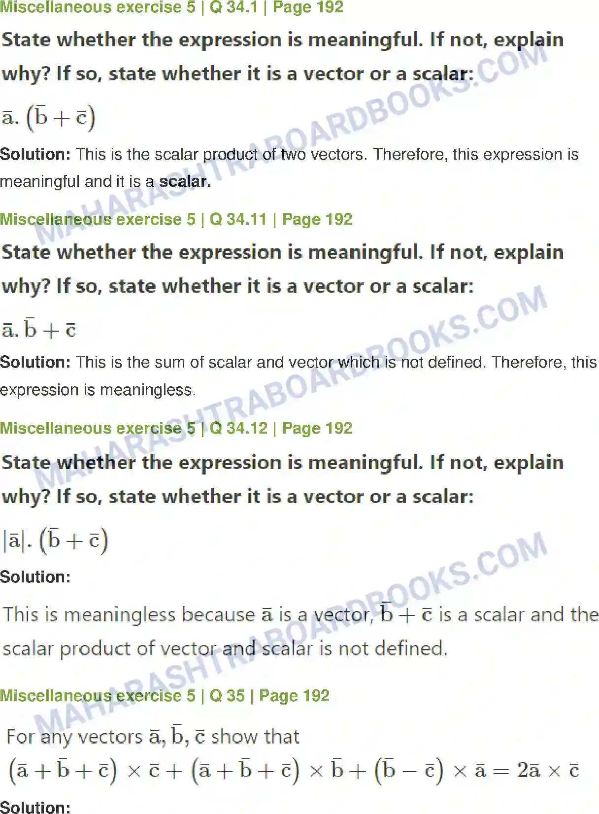 Maharashtra Board Solution Class-12 Mathematics+&+Statistics-1+(Arts+&+Science) Vectors Image 122