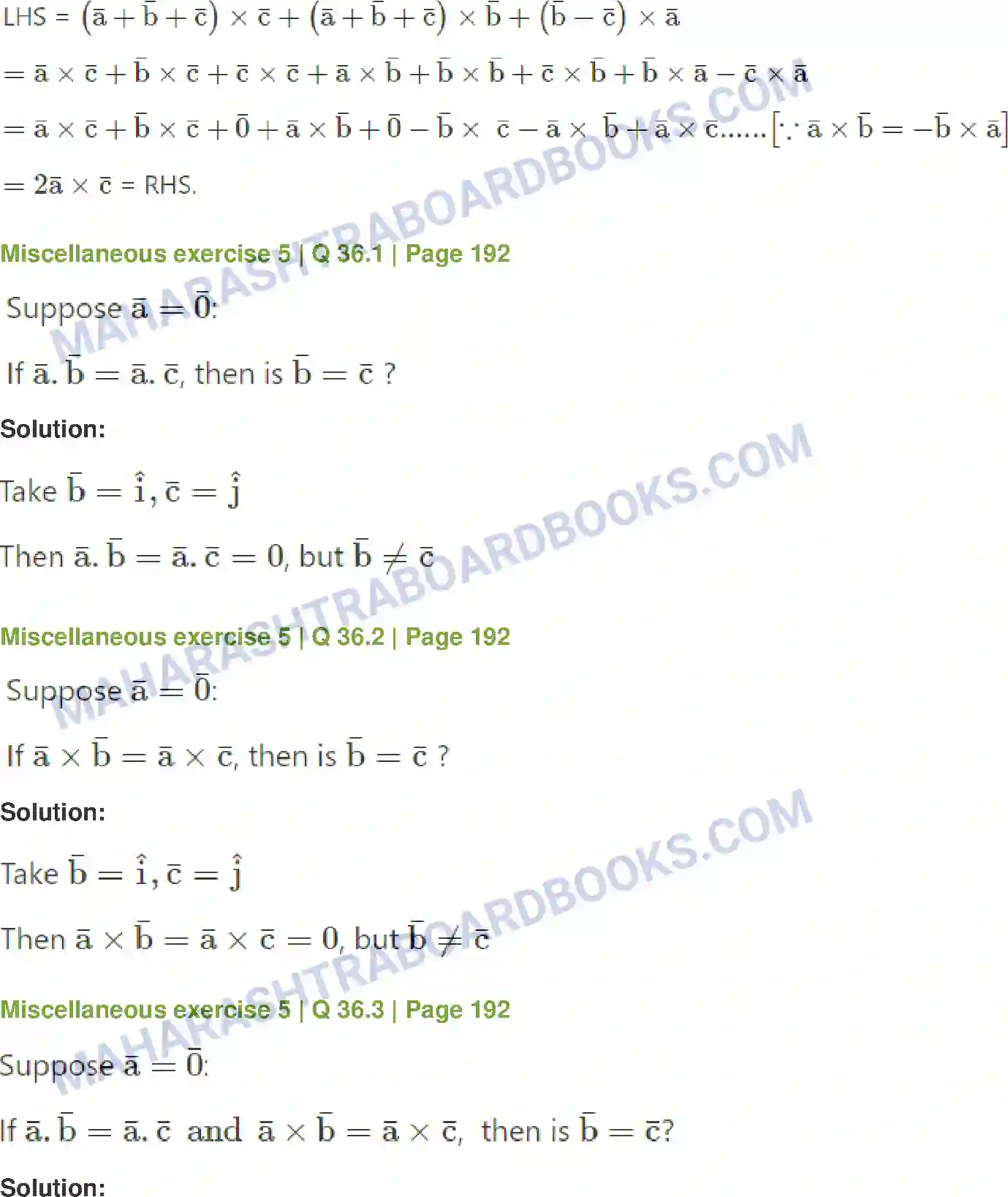 Maharashtra Board Solution Class-12 Mathematics+&+Statistics-1+(Arts+&+Science) Vectors Image 123