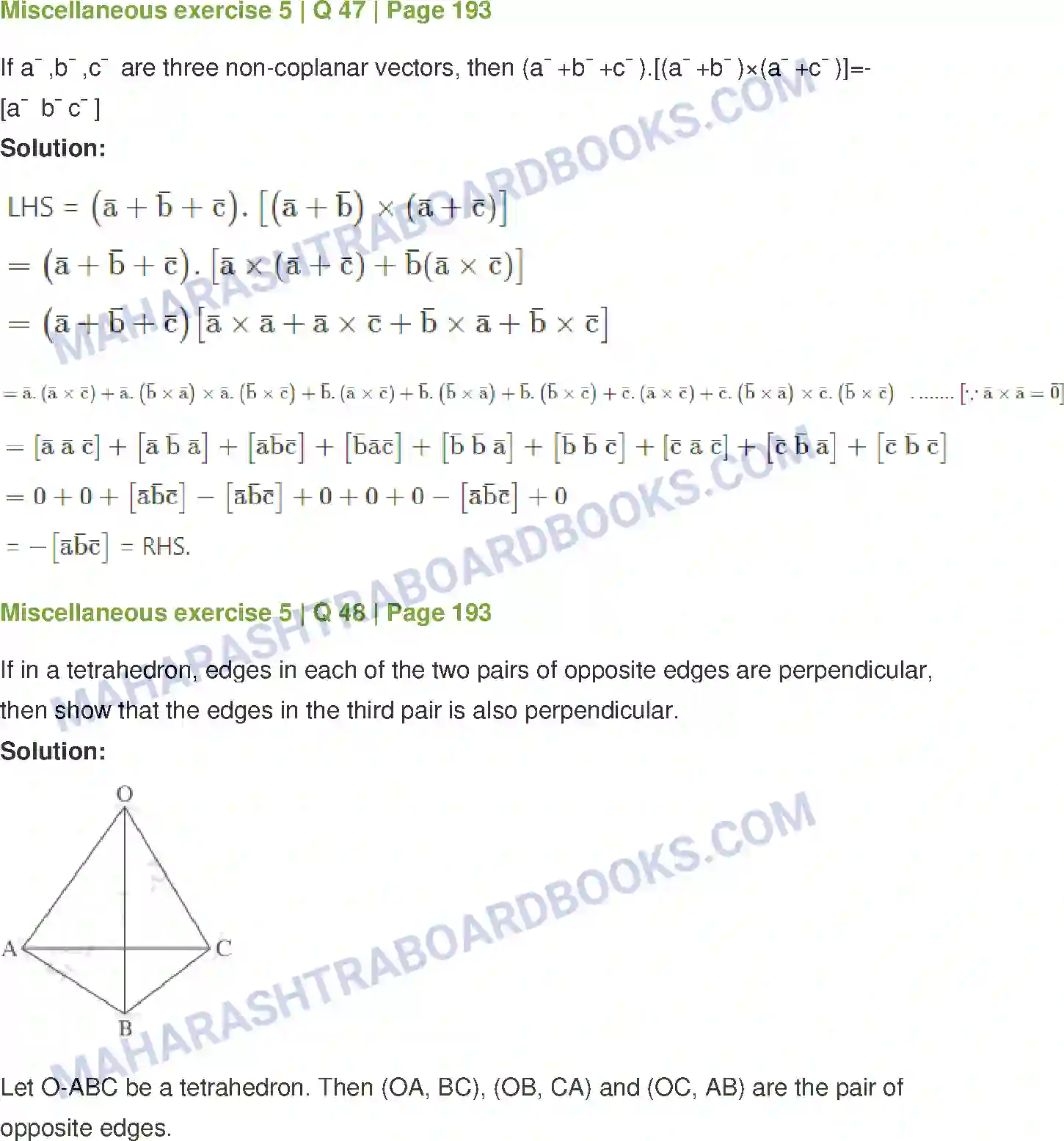 Maharashtra Board Solution Class-12 Mathematics+&+Statistics-1+(Arts+&+Science) Vectors Image 133