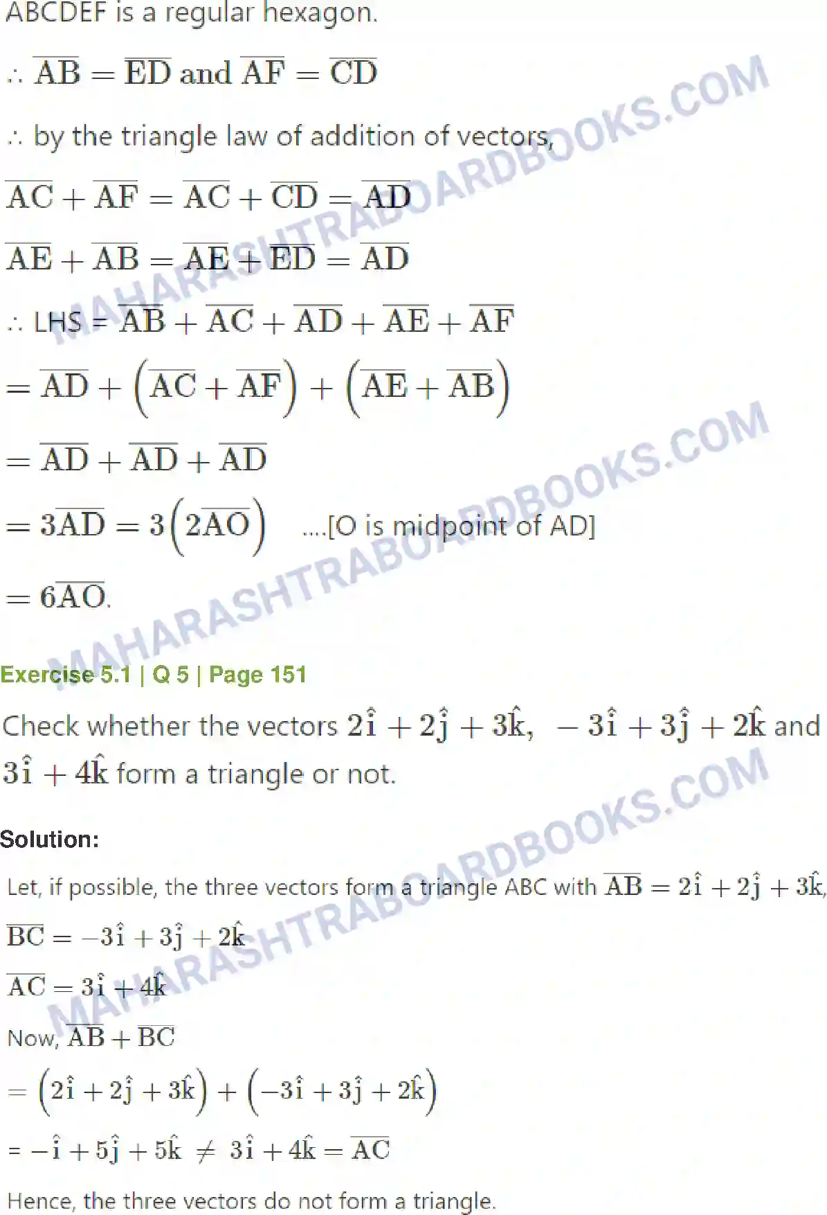 Maharashtra Board Solution Class-12 Mathematics+&+Statistics-1+(Arts+&+Science) Vectors Image 5