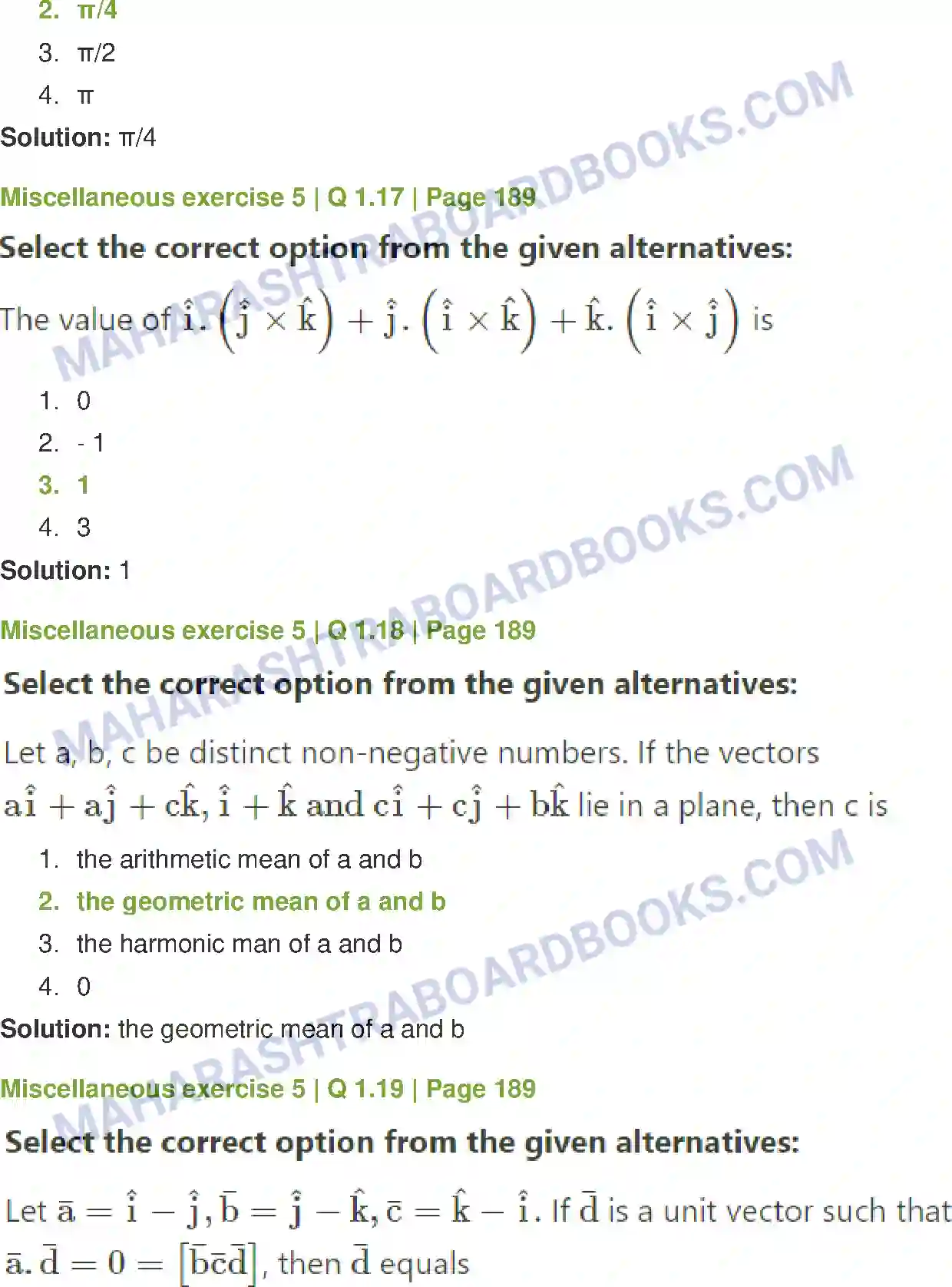 Maharashtra Board Solution Class-12 Mathematics+&+Statistics-1+(Arts+&+Science) Vectors Image 81