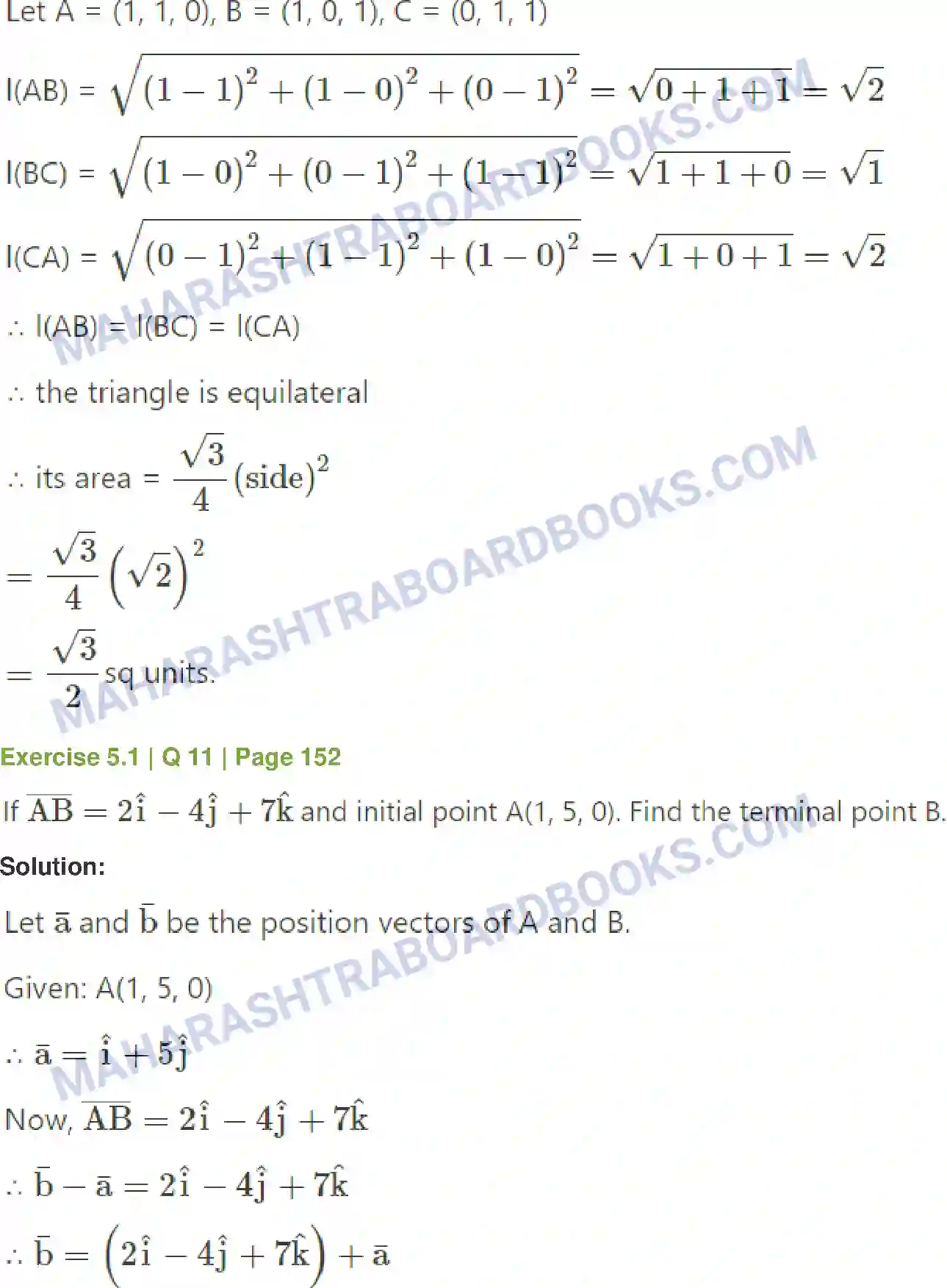 Maharashtra Board Solution Class-12 Mathematics+&+Statistics-1+(Arts+&+Science) Vectors Image 9