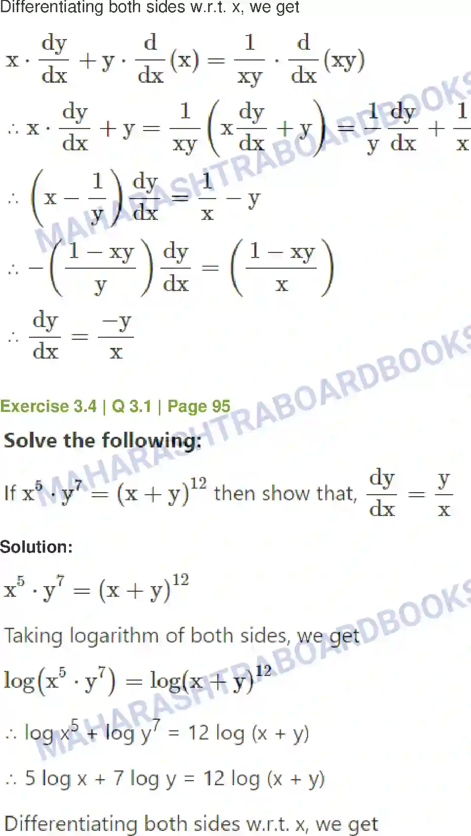 Maharashtra Board Solution Class-12 Mathematics+&+Statistics-1+(Commerce) Differentiation Image 26