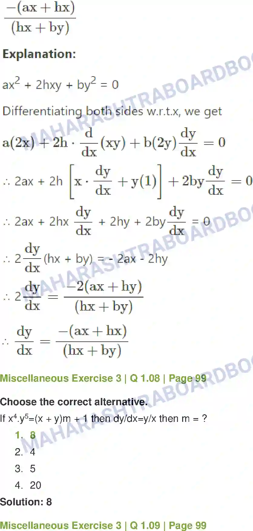 Maharashtra Board Solution Class-12 Mathematics+&+Statistics-1+(Commerce) Differentiation Image 47