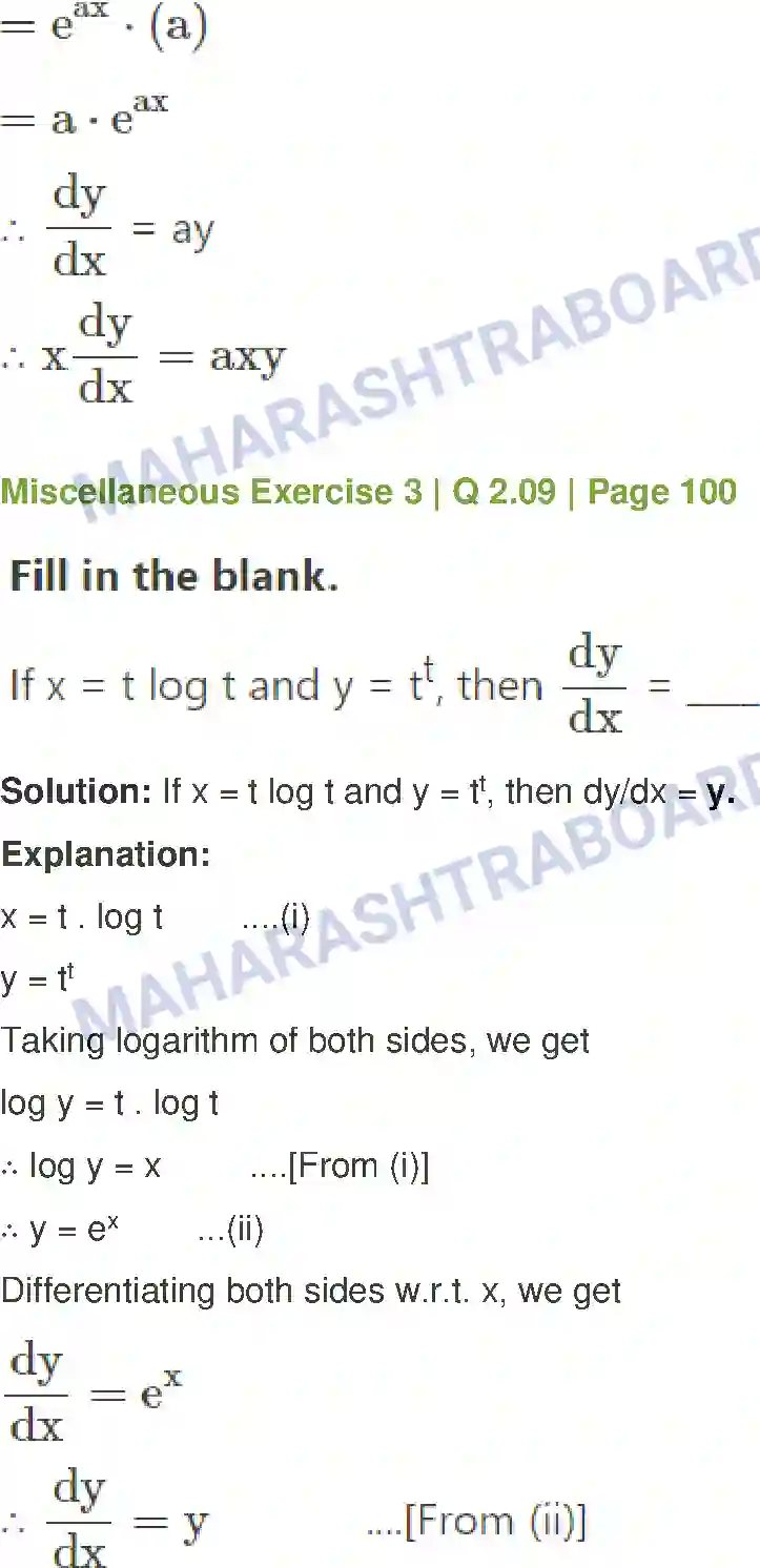 Maharashtra Board Solution Class-12 Mathematics+&+Statistics-1+(Commerce) Differentiation Image 54