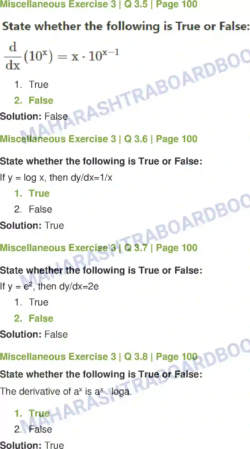 Maharashtra Board Solution Class-12 Mathematics+&+Statistics-1+(Commerce) Differentiation Image 57