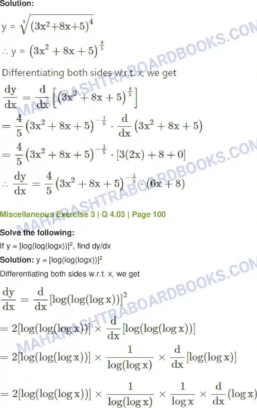 Maharashtra Board Solution Class-12 Mathematics+&+Statistics-1+(Commerce) Differentiation Image 59
