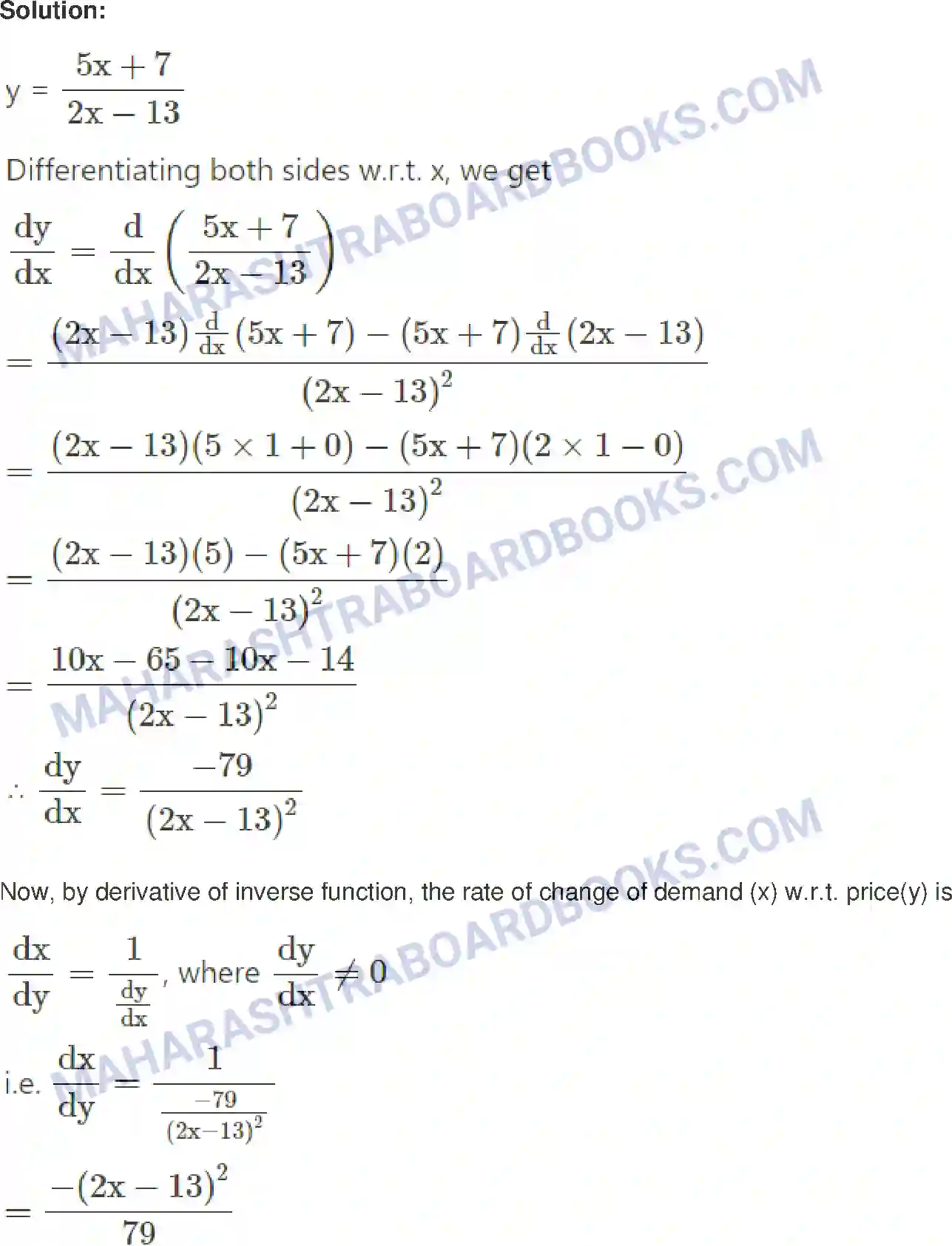 Maharashtra Board Solution Class-12 Mathematics+&+Statistics-1+(Commerce) Differentiation Image 61