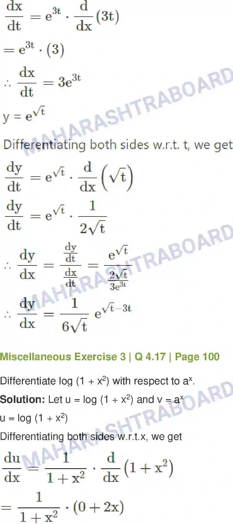 Maharashtra Board Solution Class-12 Mathematics+&+Statistics-1+(Commerce) Differentiation Image 72