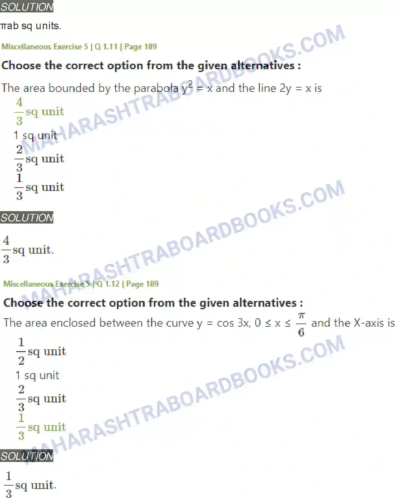 Maharashtra Board Solution Class-12 Mathematics+&+Statistics-2+(Arts+&+Science) Application of Definite Integration Image 23