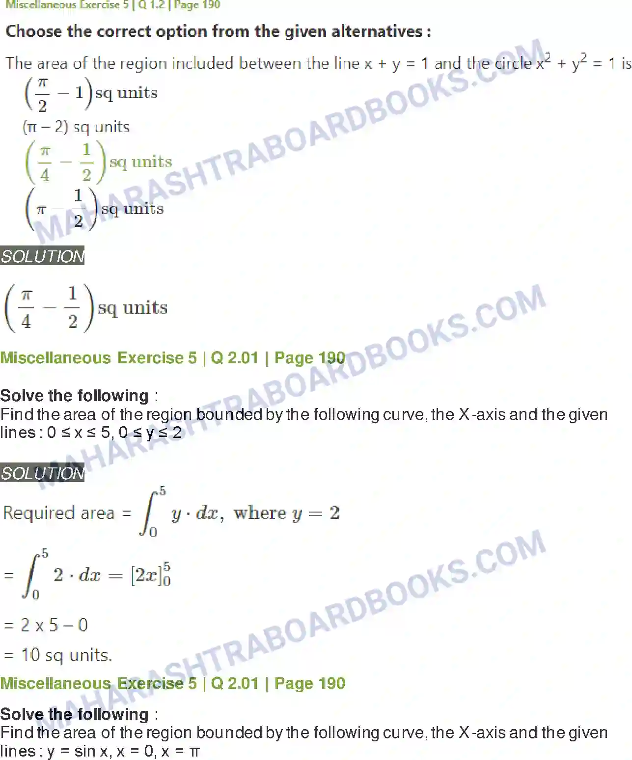 Maharashtra Board Solution Class-12 Mathematics+&+Statistics-2+(Arts+&+Science) Application of Definite Integration Image 27