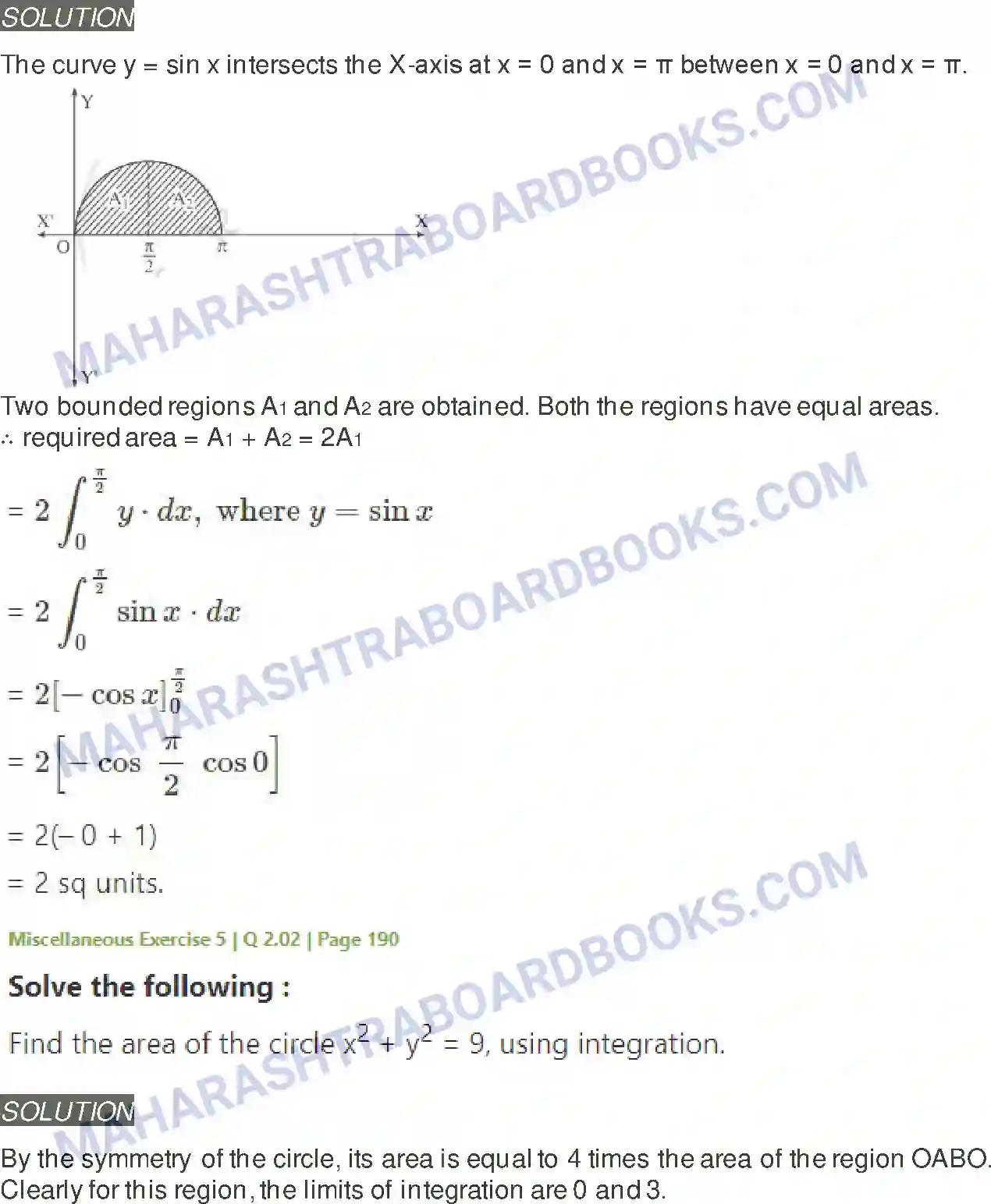 Maharashtra Board Solution Class-12 Mathematics+&+Statistics-2+(Arts+&+Science) Application of Definite Integration Image 28