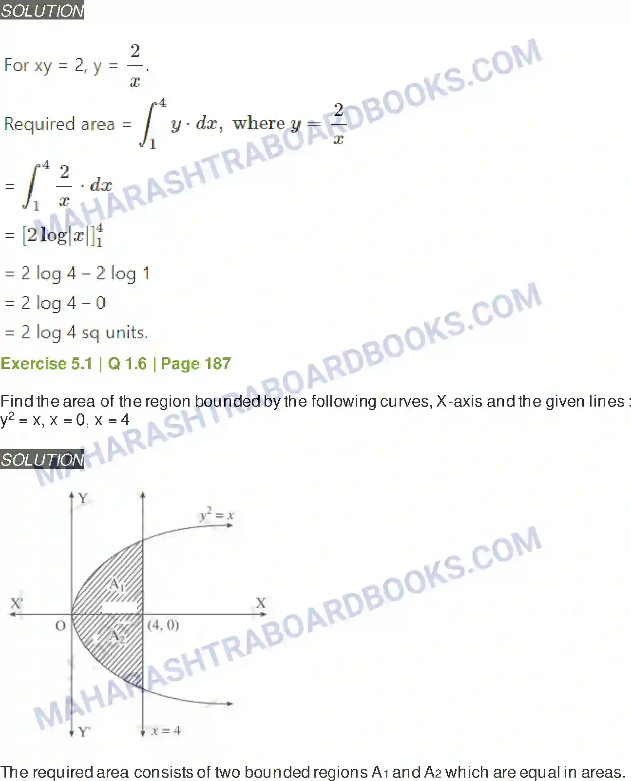 Maharashtra Board Solution Class-12 Mathematics+&+Statistics-2+(Arts+&+Science) Application of Definite Integration Image 3