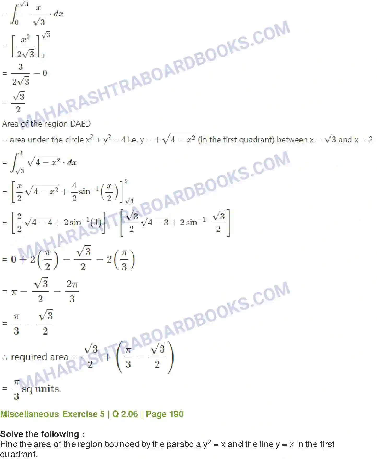 Maharashtra Board Solution Class-12 Mathematics+&+Statistics-2+(Arts+&+Science) Application of Definite Integration Image 37