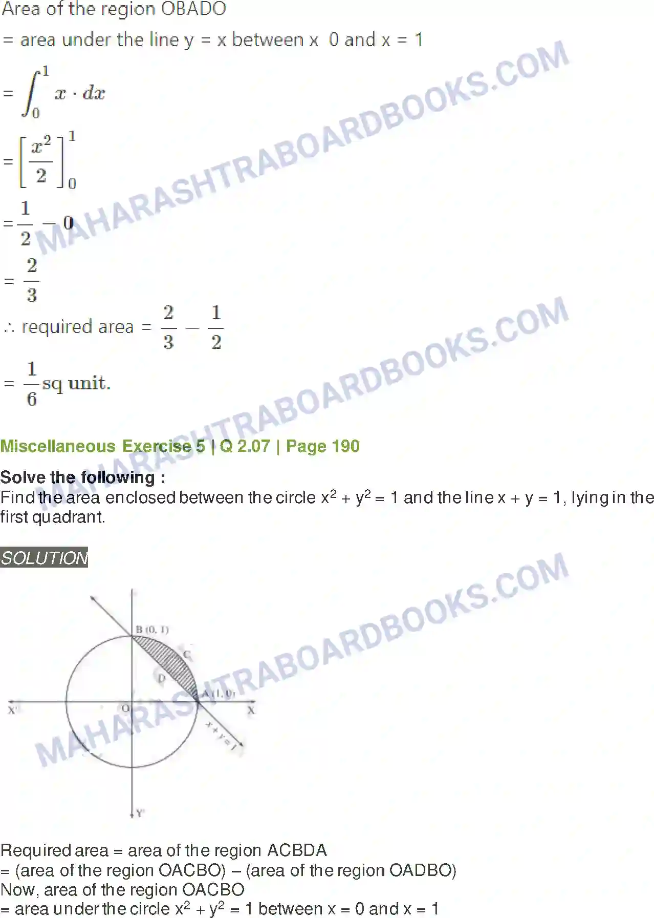 Maharashtra Board Solution Class-12 Mathematics+&+Statistics-2+(Arts+&+Science) Application of Definite Integration Image 39